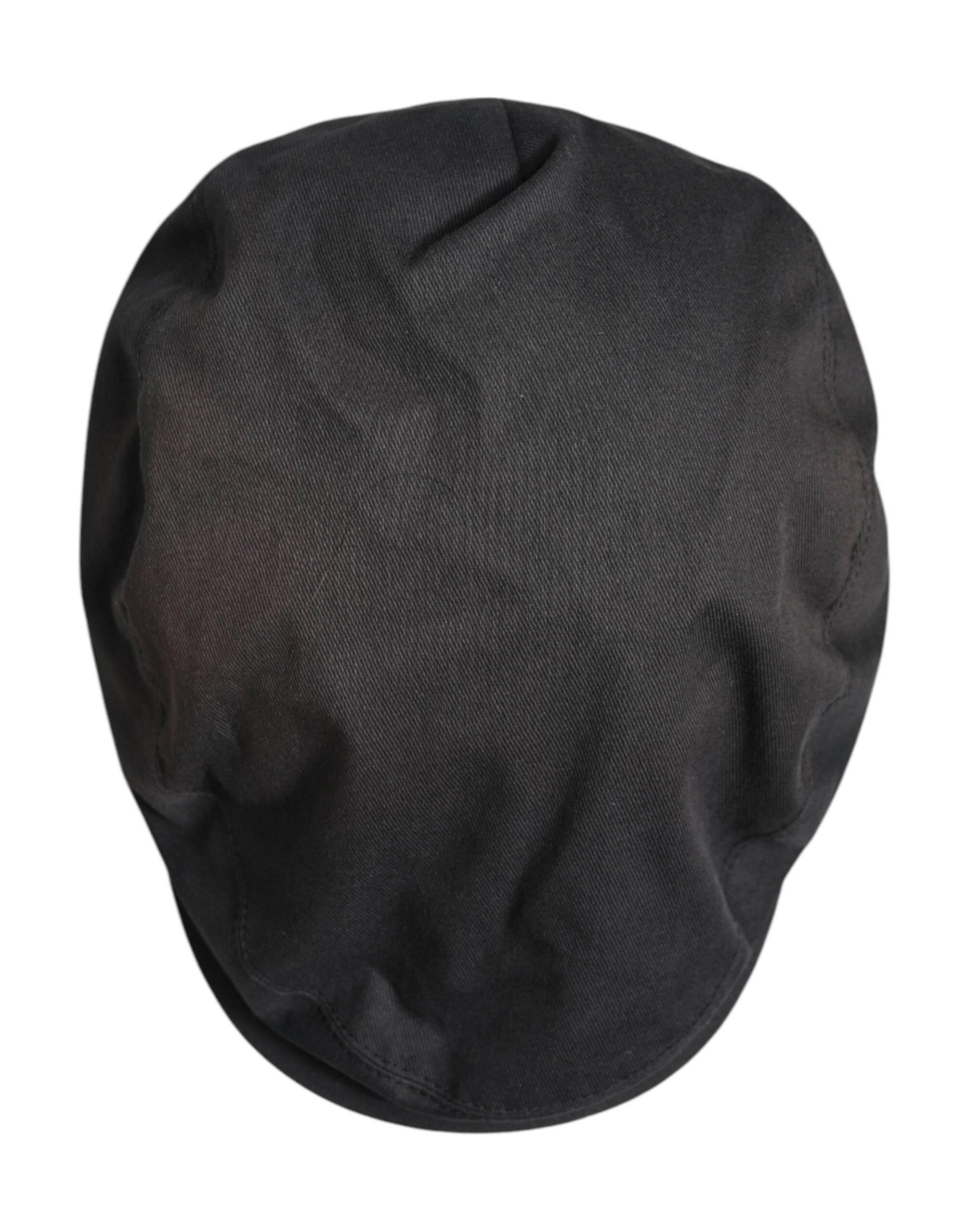 Dolce & Gabbana Black Cotton Newsboy Capello Cabbie Hat
