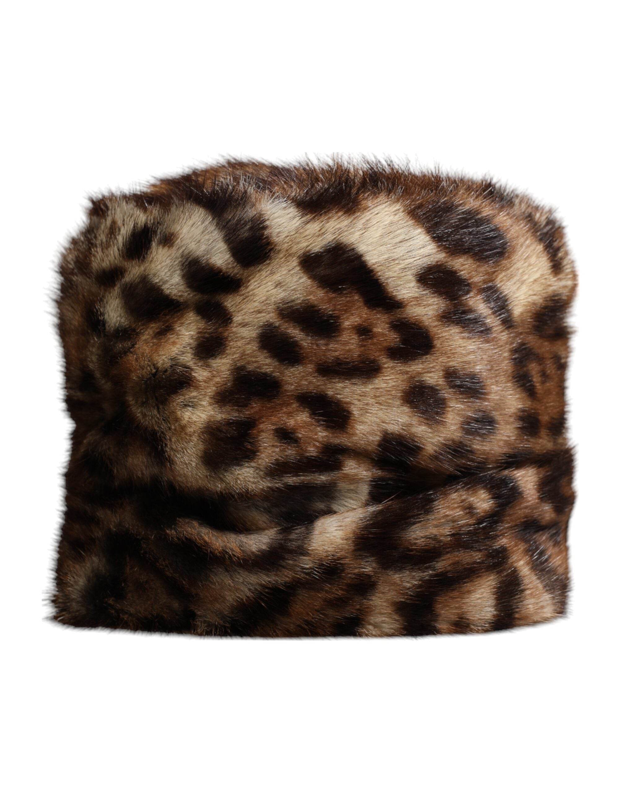 Dolce & Gabbana Brown Leopard Faux Fur Women Bucket Hat - Hilstor
