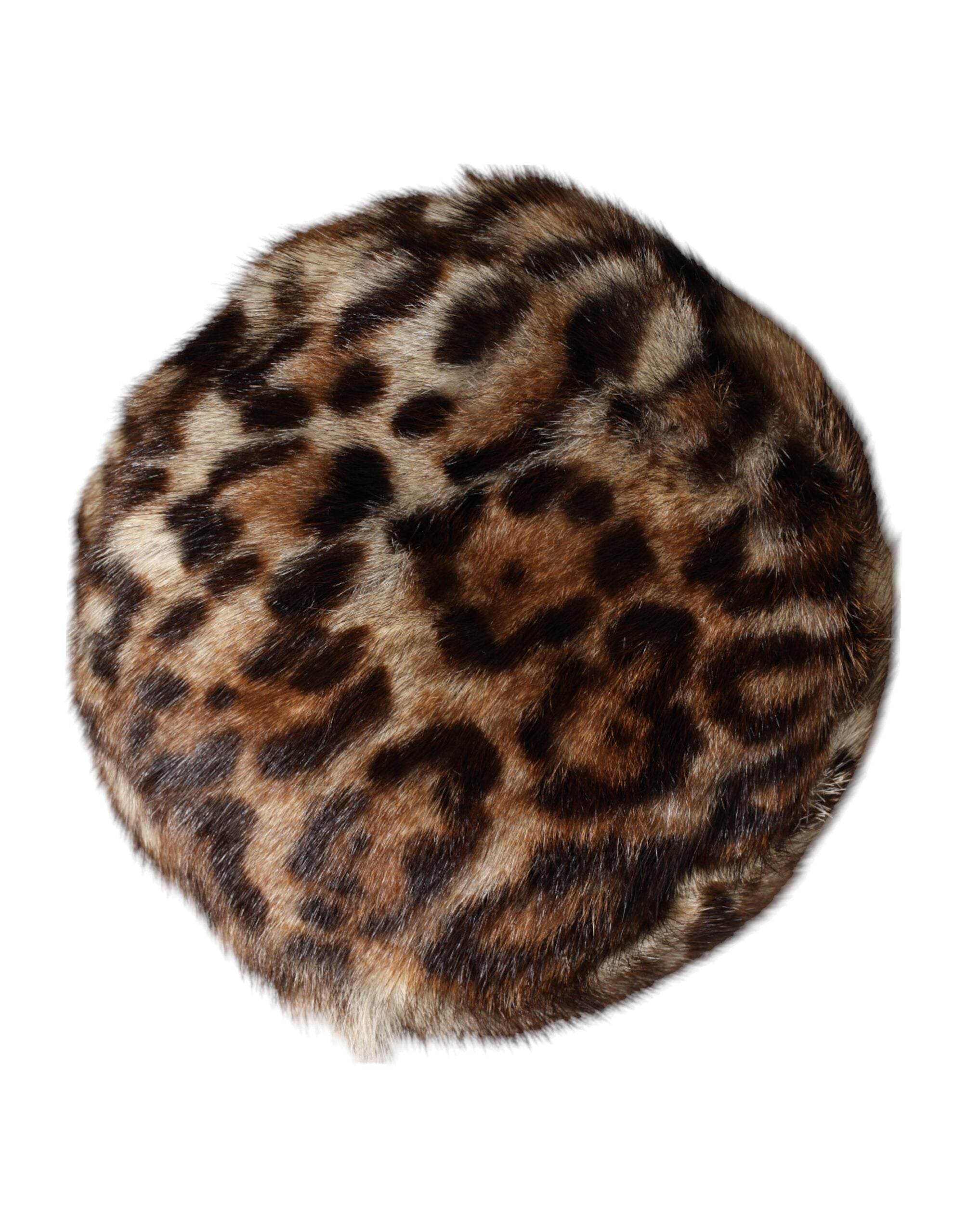 Dolce & Gabbana Brown Leopard Faux Fur Women Bucket Hat - Hilstor