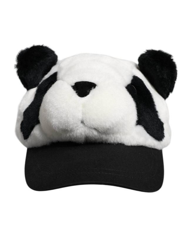 Dolce & Gabbana Black White Panda Fur Women Baseball Cap - Hilstor
