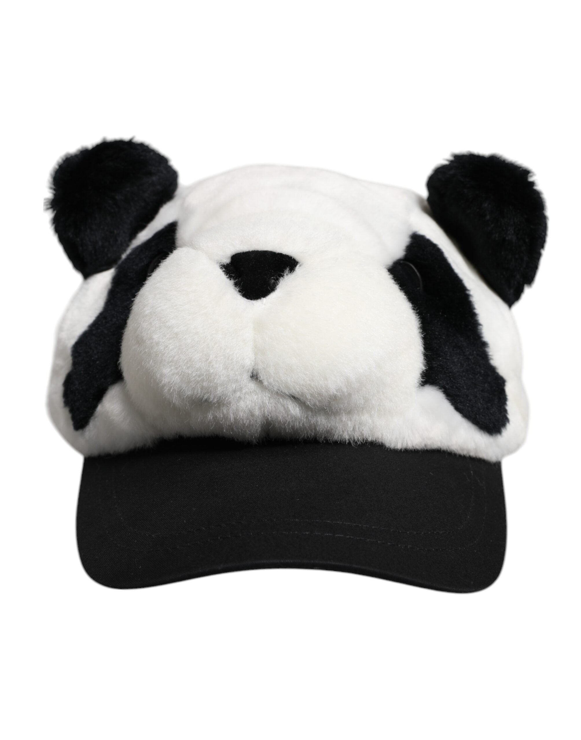 Dolce &amp; Gabbana Sort/Hvid Panda Pels Dame Baseballkasket