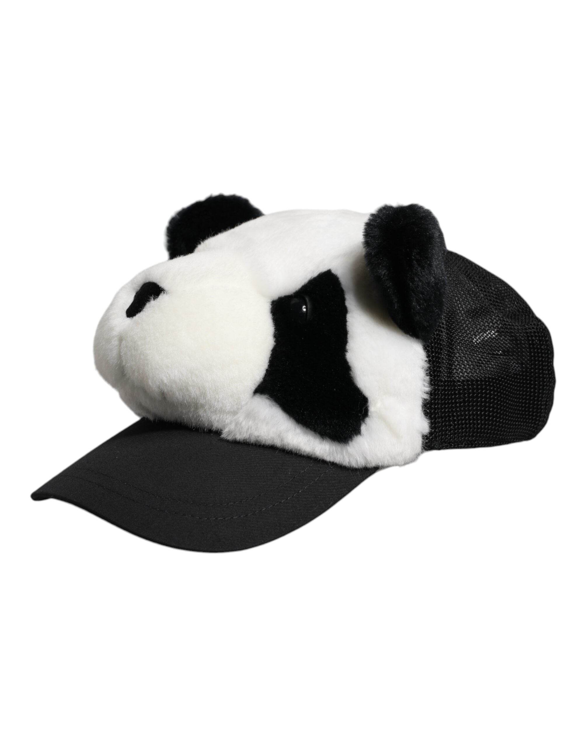 Dolce & Gabbana Black White Panda Fur Women Baseball Cap - Hilstor