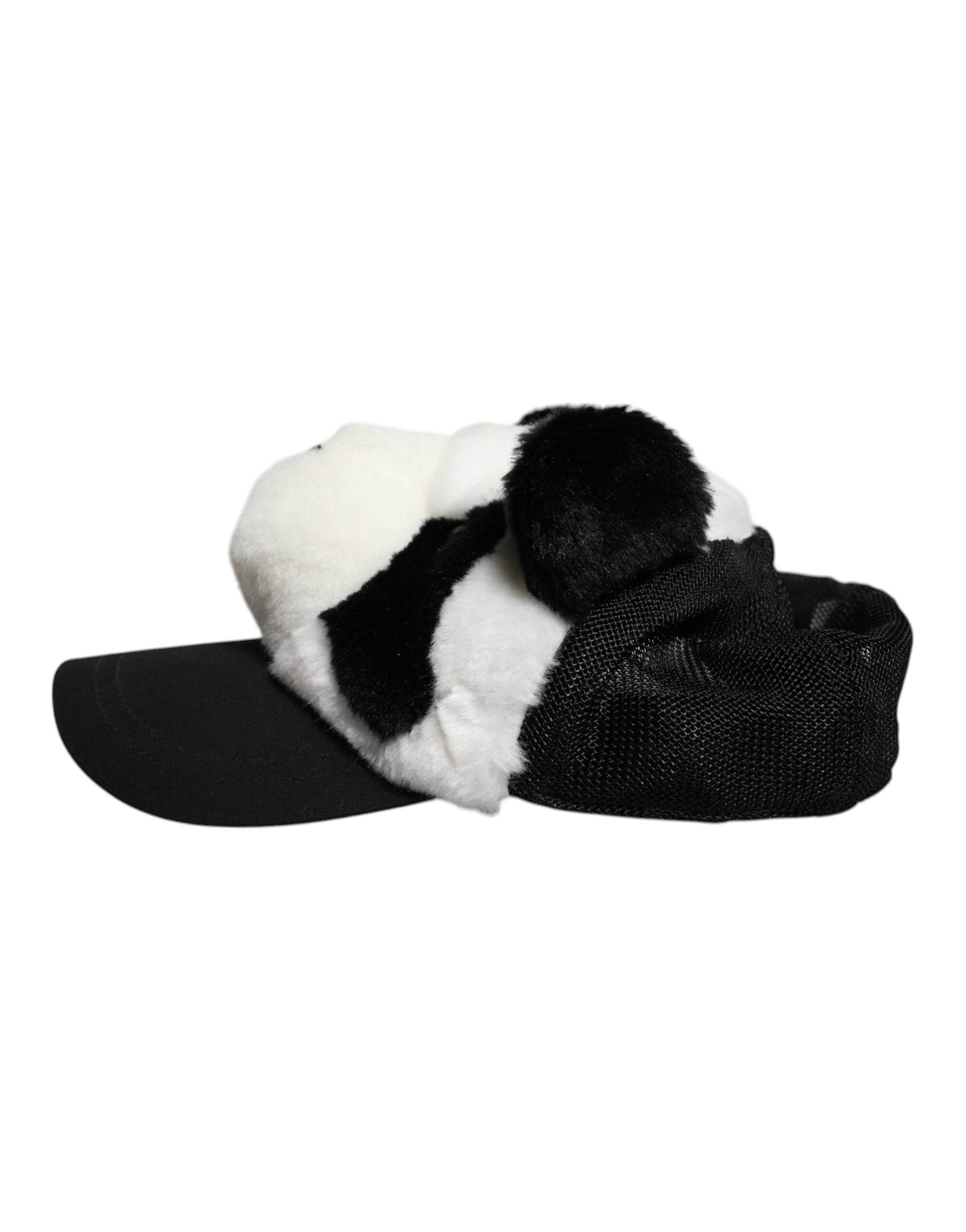 Dolce & Gabbana Black White Panda Fur Women Baseball Cap - Hilstor