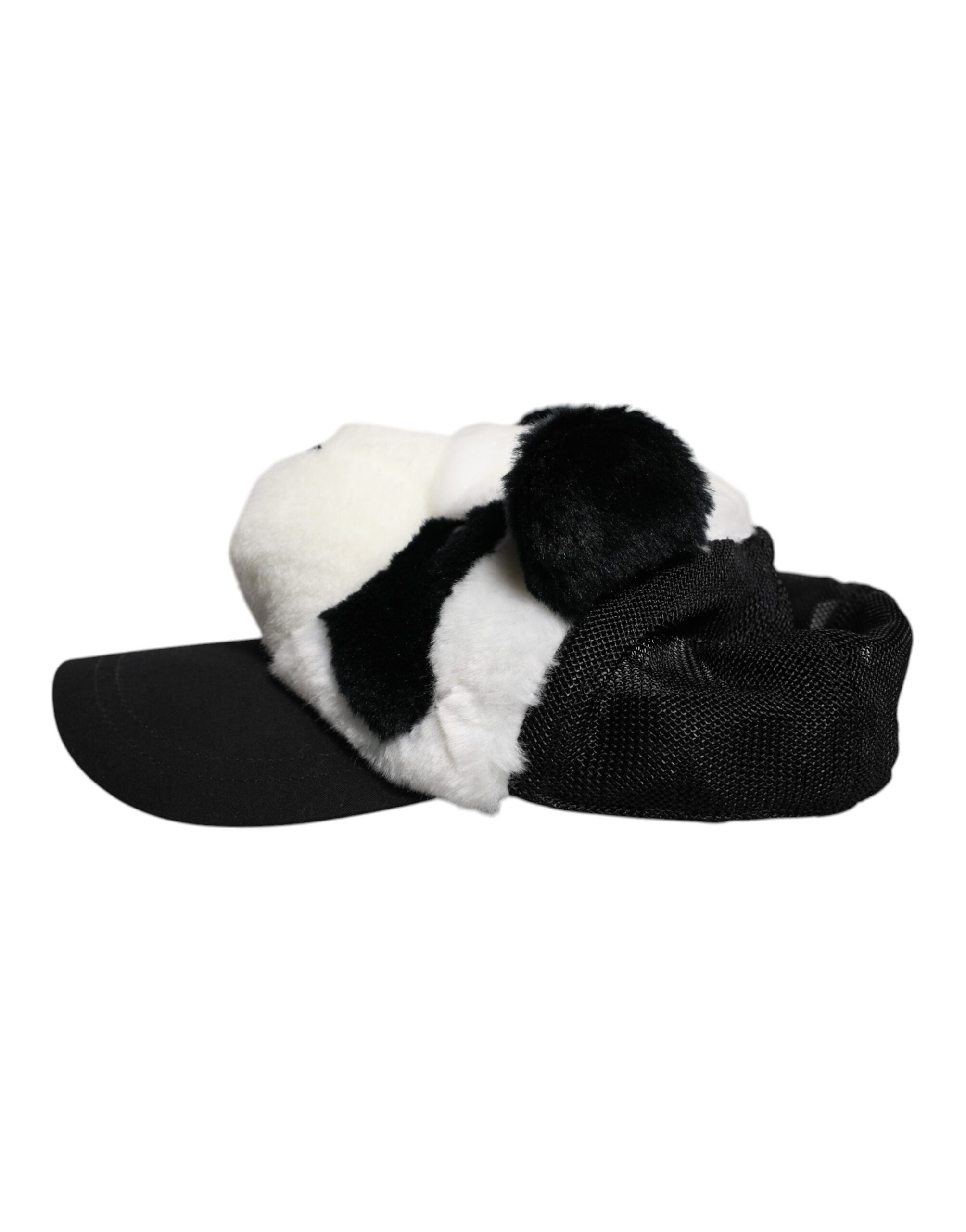 Dolce &amp; Gabbana Sort/Hvid Panda Pels Dame Baseballkasket