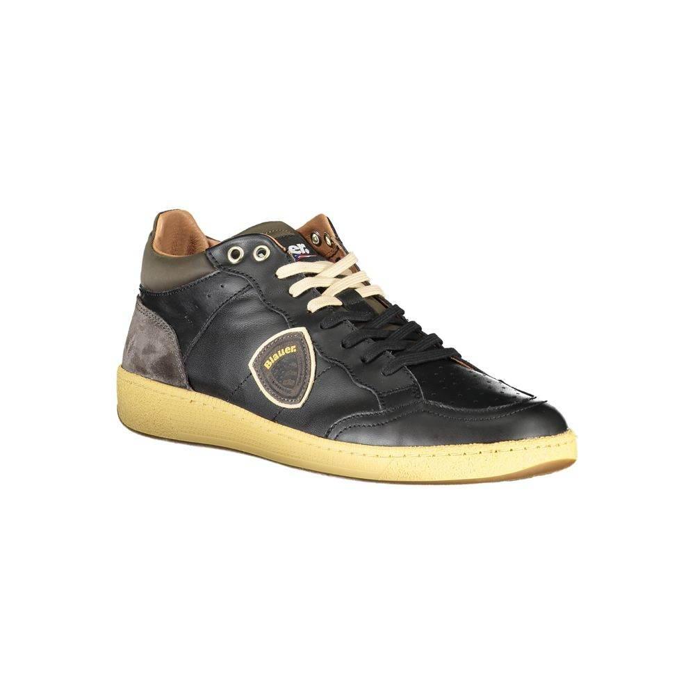 Blauer Sleek Black Lace-Up Sneakers with Contrast Details - Hilstor