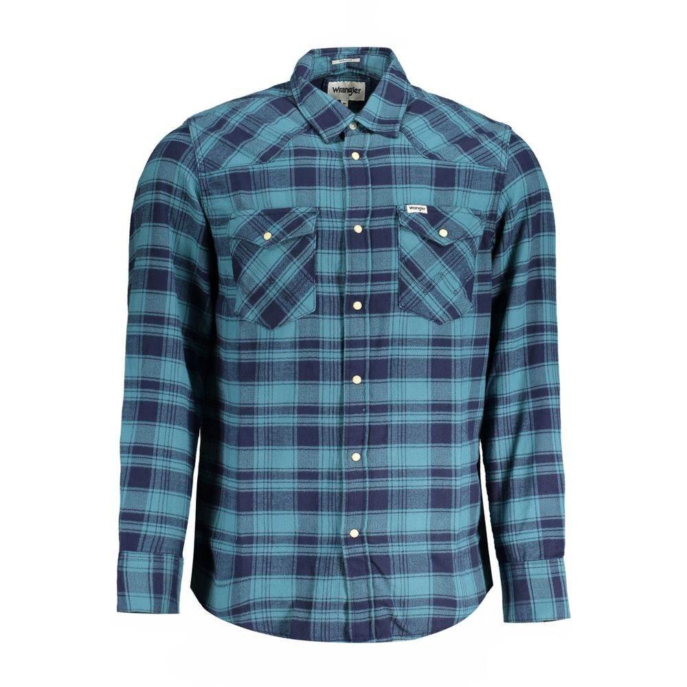 Wrangler Blue Cotton Shirt - Hilstor