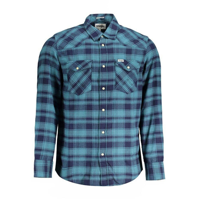 Wrangler Blue Cotton Shirt - Hilstor