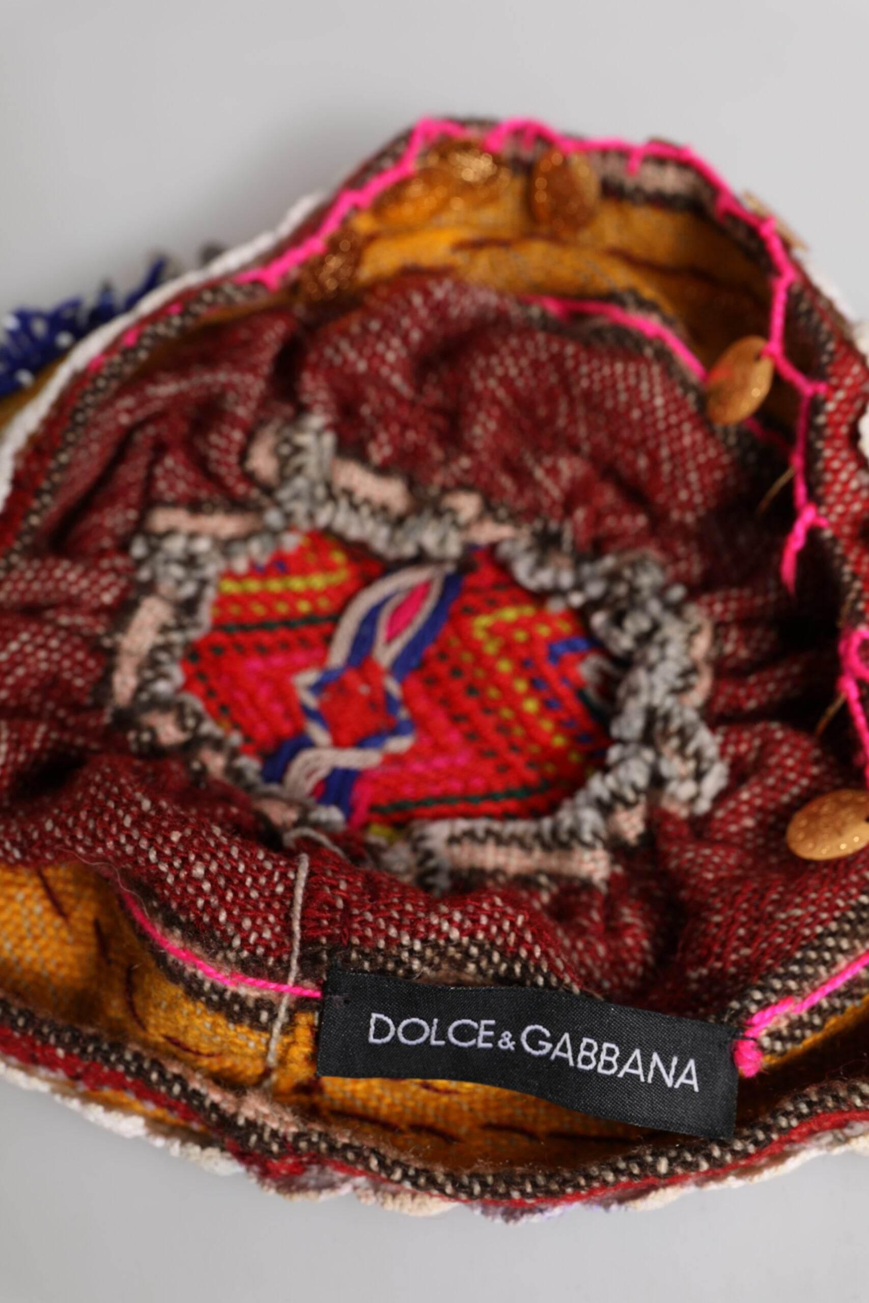 Dolce & Gabbana Multicolor Floral Sequin Knitted Embellished Hat - Hilstor