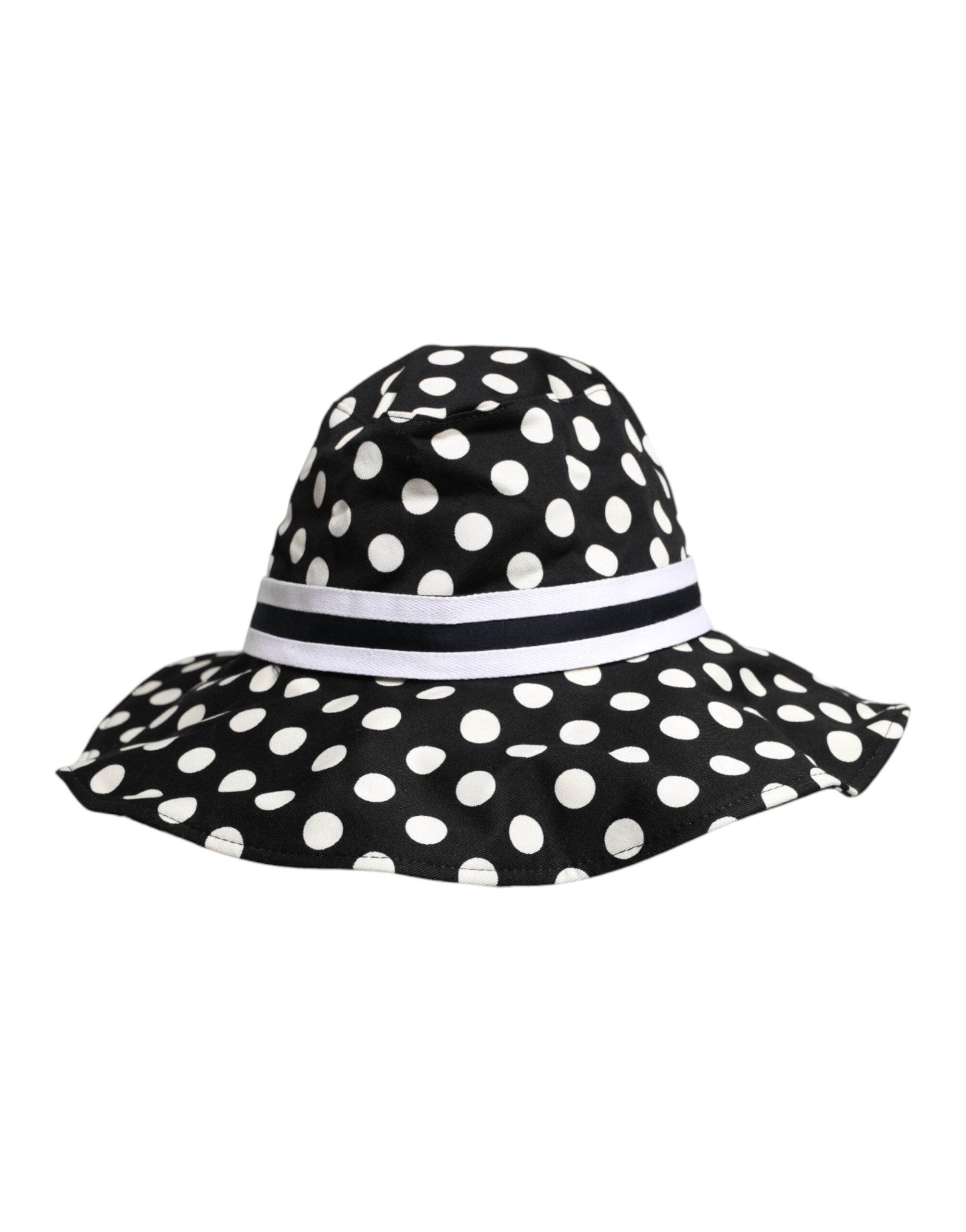 Dolce & Gabbana Black White Polka Dot Wide Brim Bucket Hat