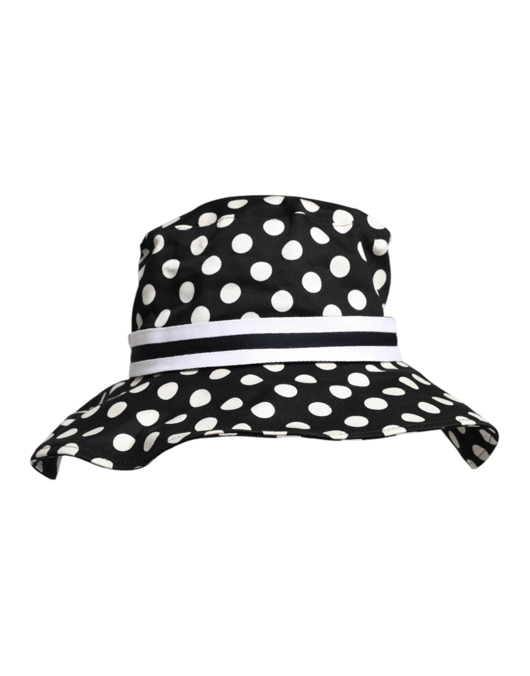 Dolce & Gabbana Black White Polka Dot Wide Brim Bucket Hat