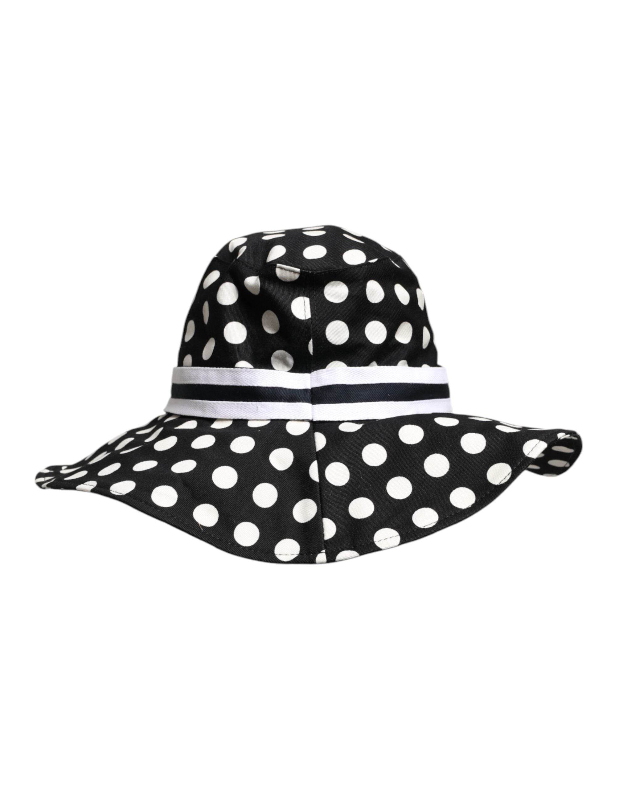 Dolce & Gabbana Black White Polka Dot Wide Brim Bucket Hat