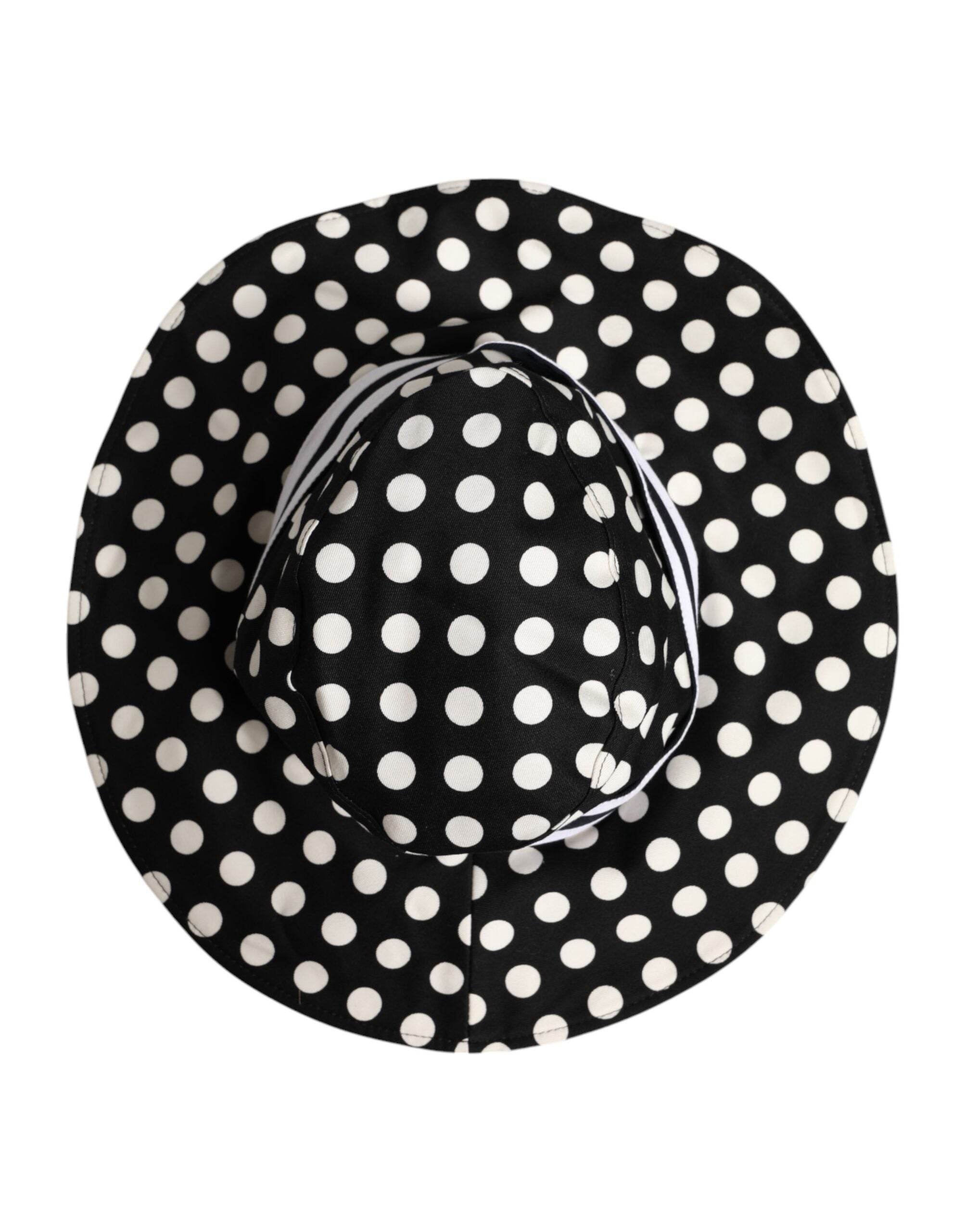 Dolce & Gabbana Black White Polka Dot Wide Brim Bucket Hat