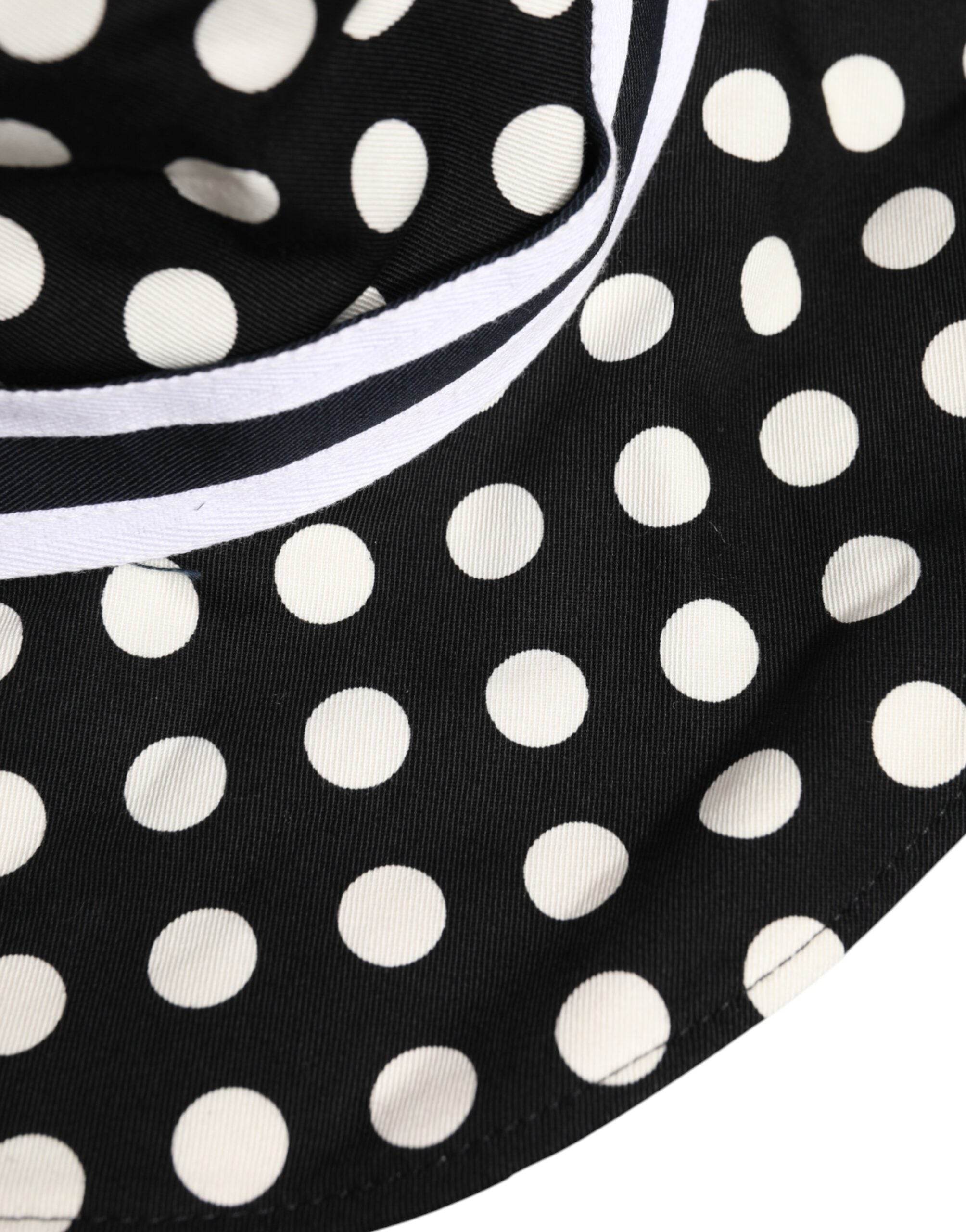 Dolce & Gabbana Black White Polka Dot Wide Brim Bucket Hat