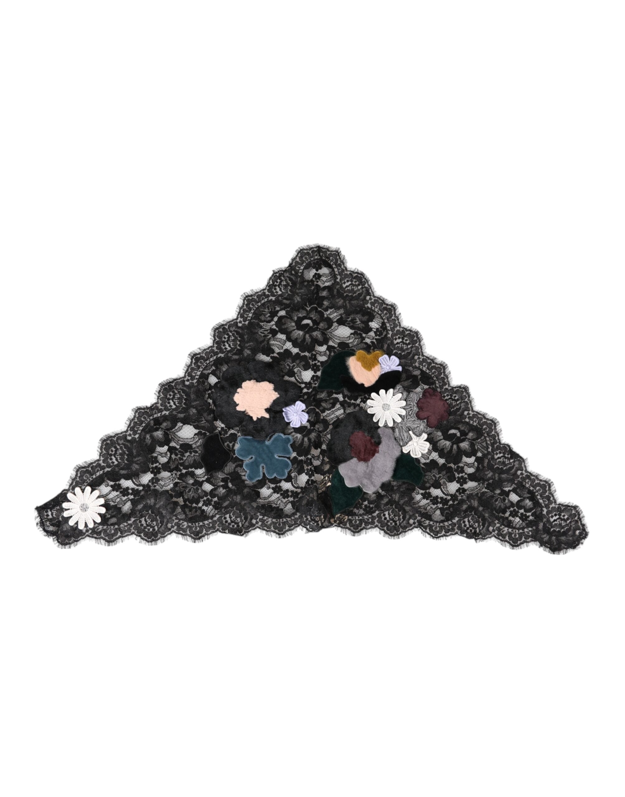 Dolce &amp; Gabbana Sort Blonde Blomsterapplikation Bomulds Slørhat