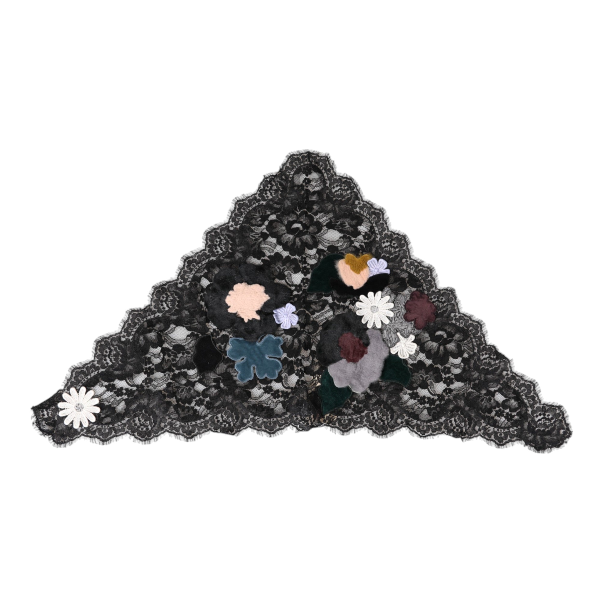 Dolce &amp; Gabbana Sort Blonde Blomsterapplikation Bomulds Slørhat