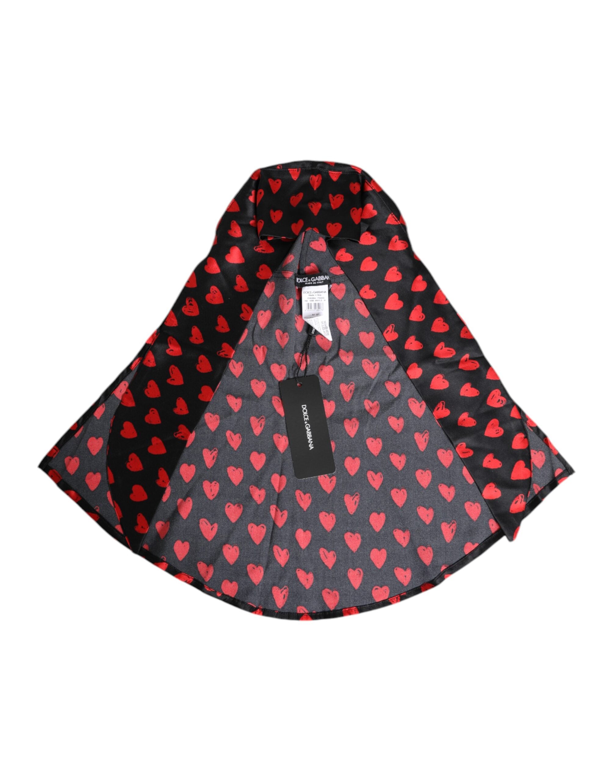 Dolce &amp; Gabbana Sort Rød Hjerter Polyester Hat