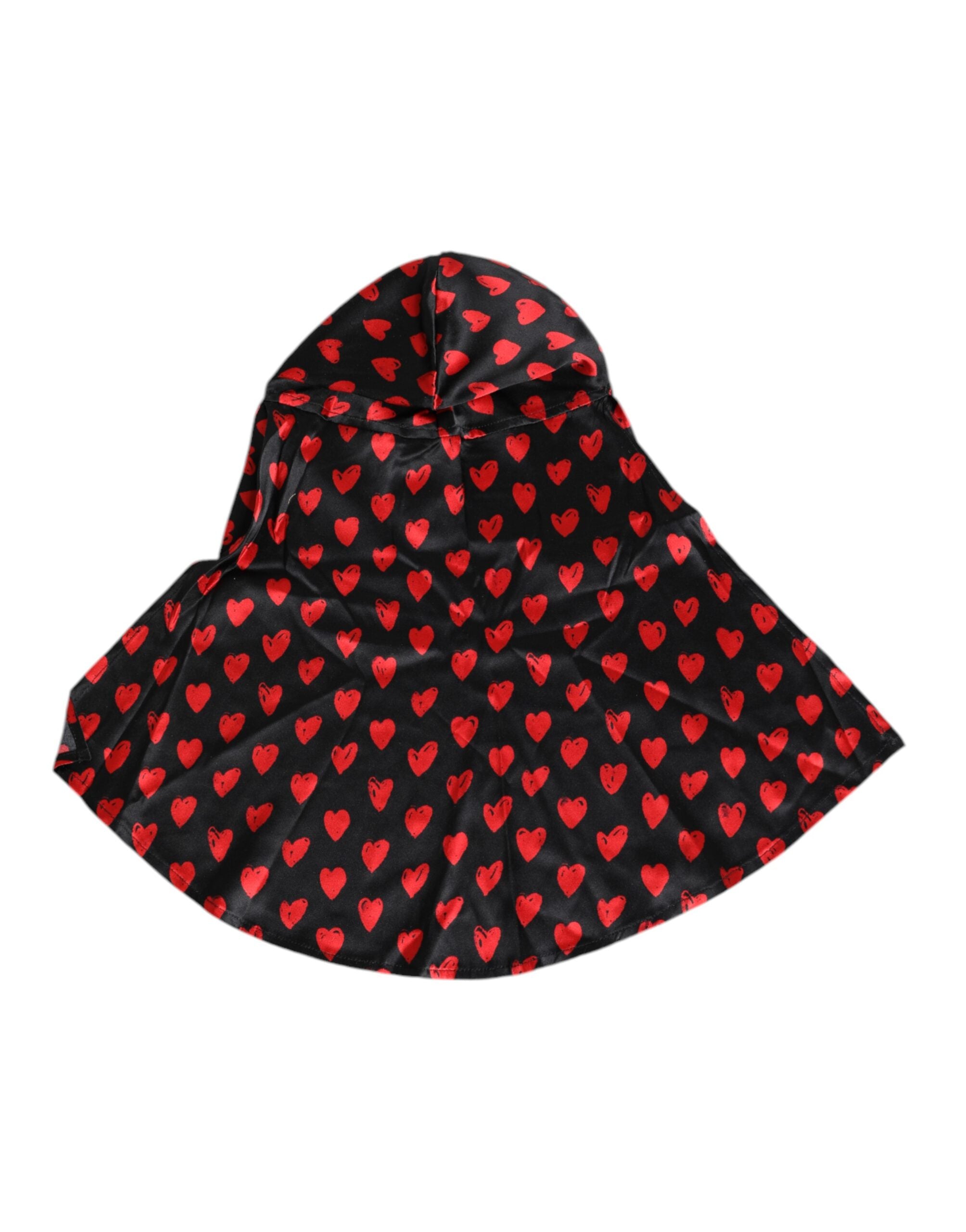 Dolce &amp; Gabbana Sort Rød Hjerter Polyester Hat