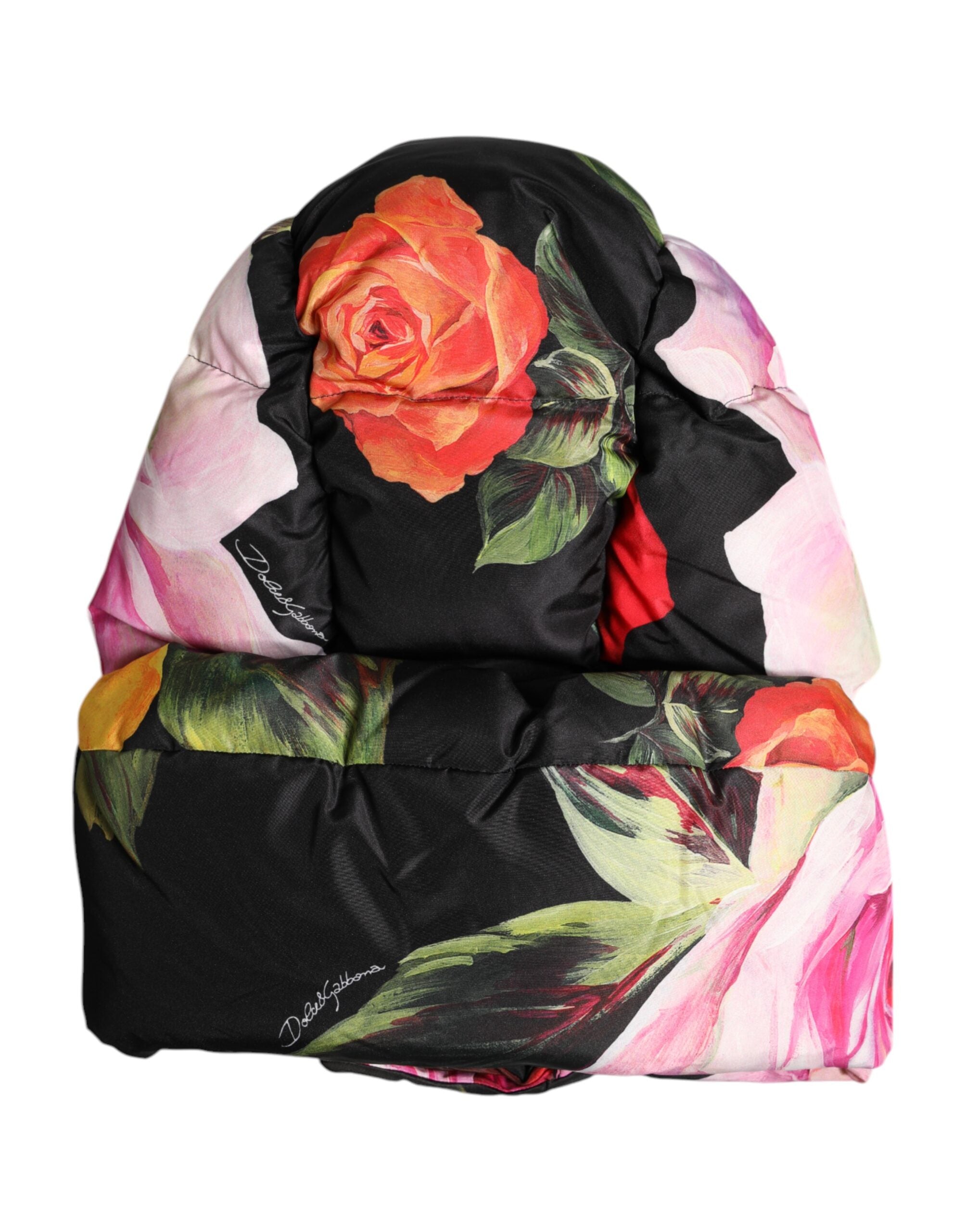 Dolce &amp; Gabbana sort blomsterprint hele hovedet wrap hat