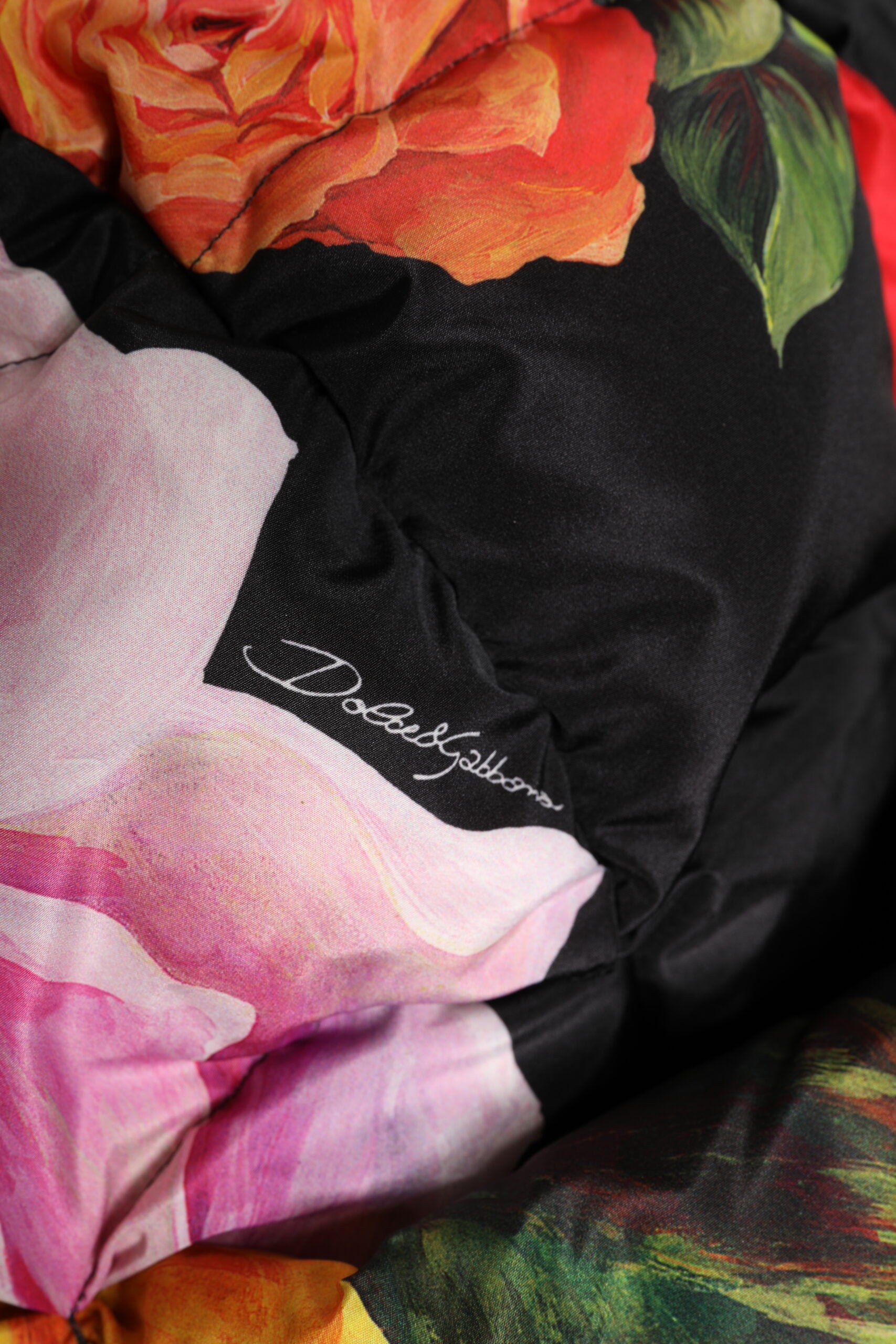 Dolce &amp; Gabbana sort blomsterprint hele hovedet wrap hat