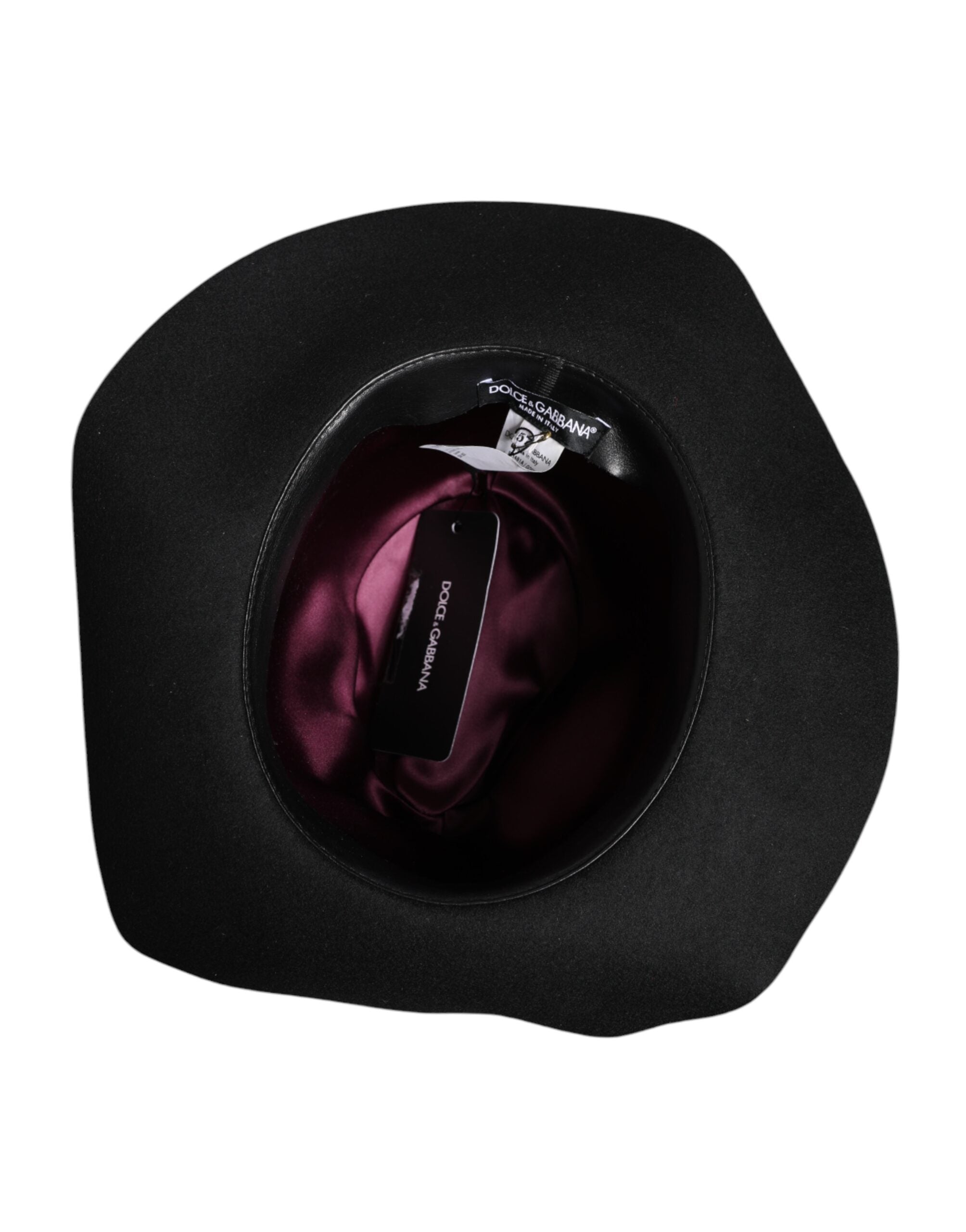 Dolce &amp; Gabbana Sort Trilby Fedora Hat med Bred Skygge