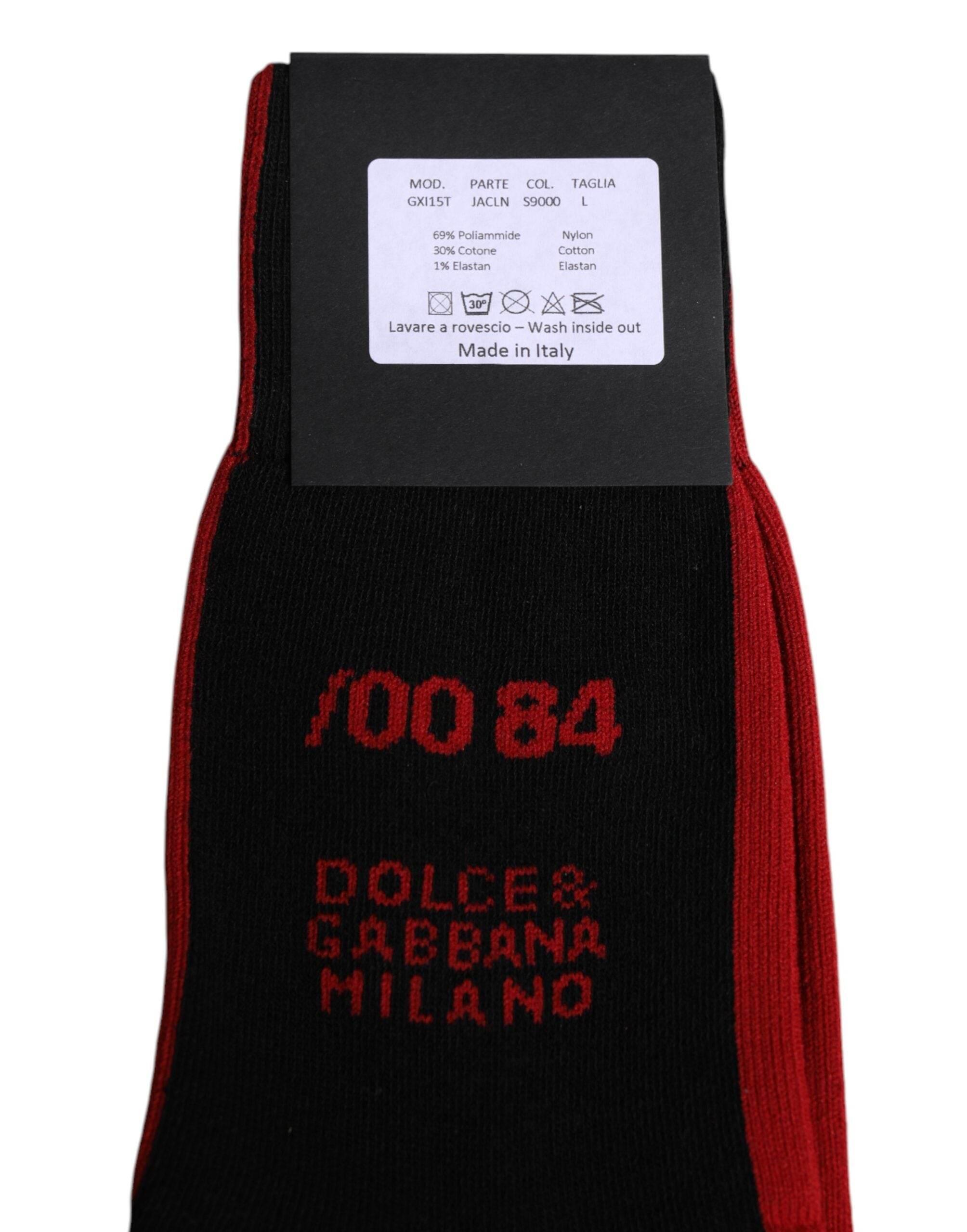 Dolce & Gabbana Black Nylon DG Logo Mid Calf Men Socks - Hilstor