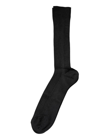Dolce & Gabbana Black Cotton DG Logo Mid Calf Men Socks - Hilstor