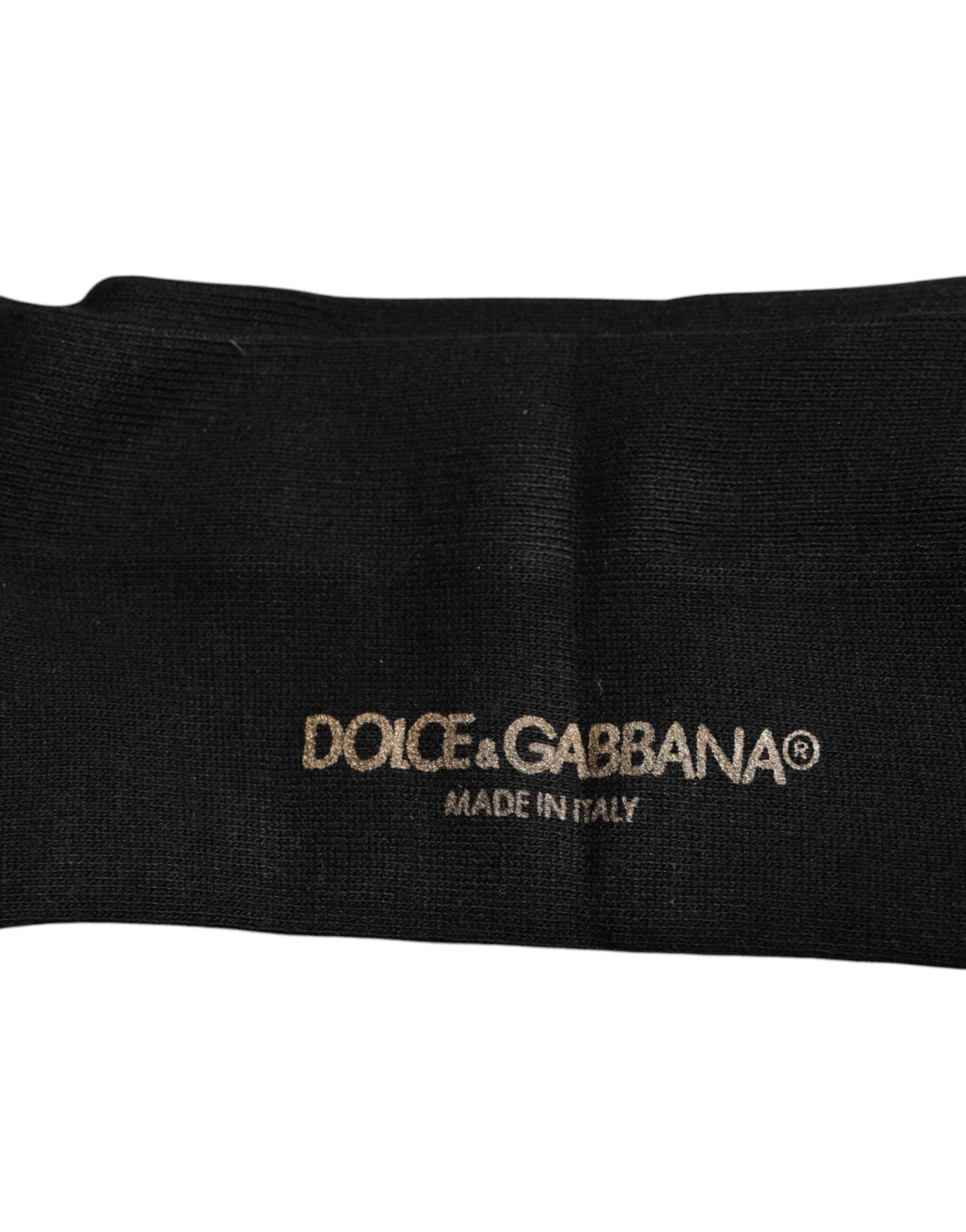 Dolce & Gabbana Black Viscose Logo Over The Calf Socks - Hilstor