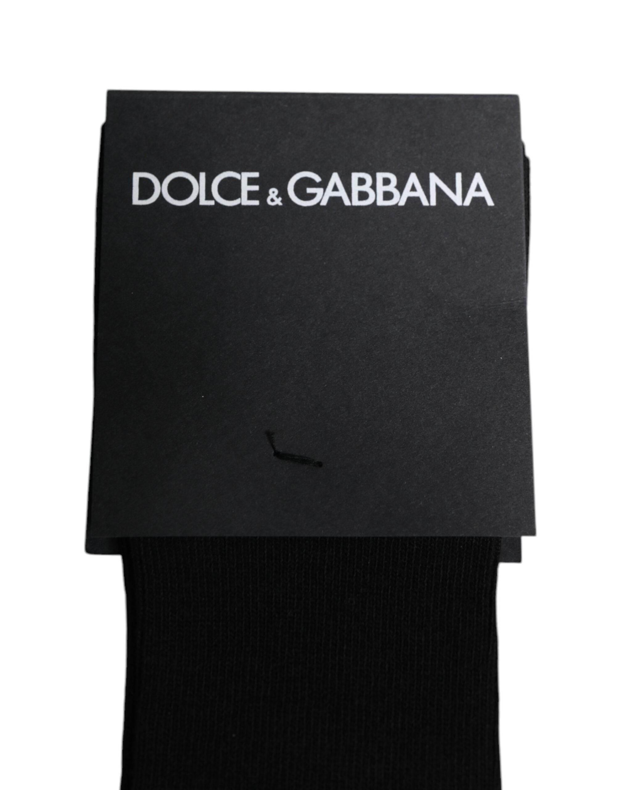 Dolce & Gabbana Black Viscose Logo Over The Calf Socks - Hilstor