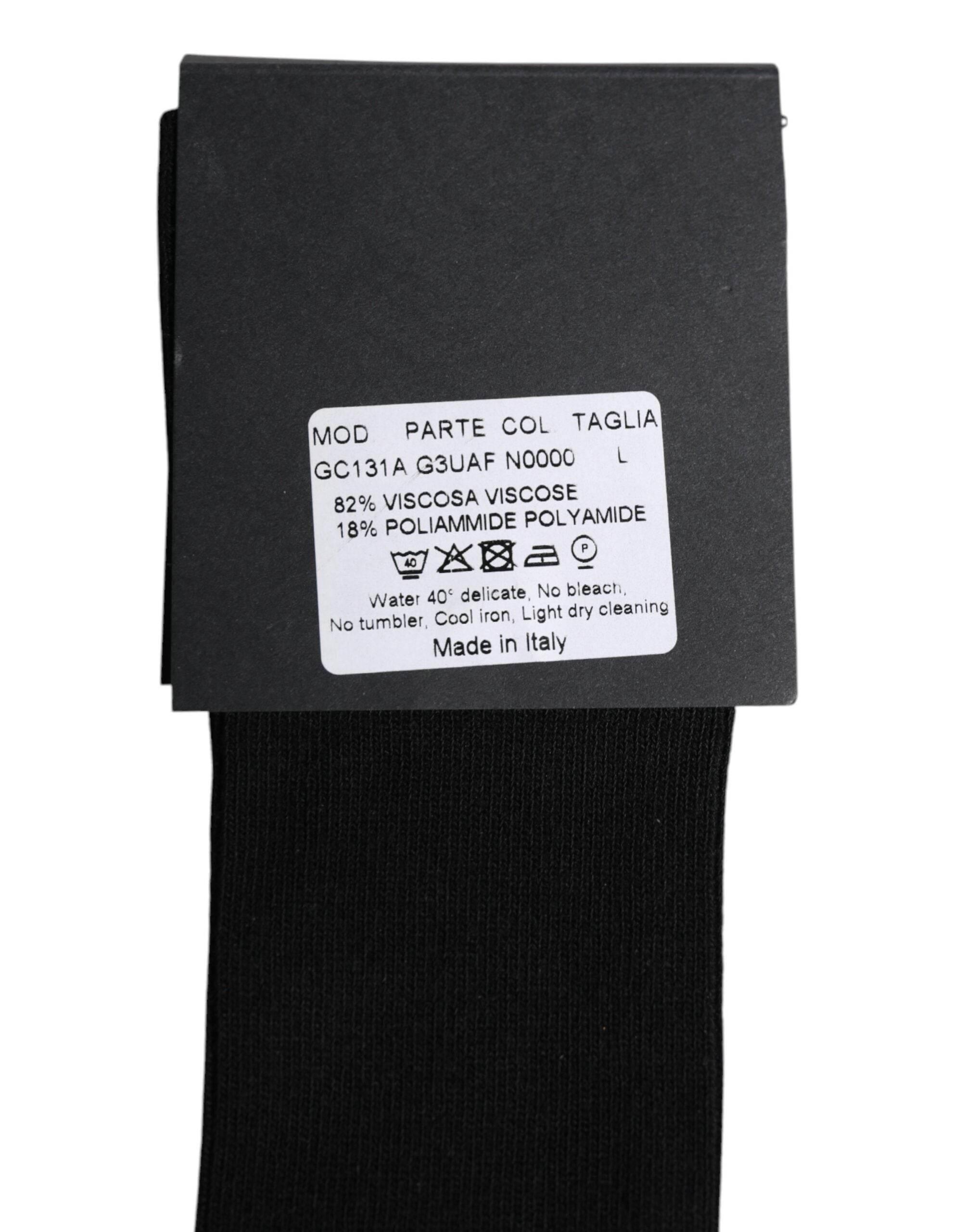 Dolce & Gabbana Black Viscose Logo Over The Calf Socks - Hilstor