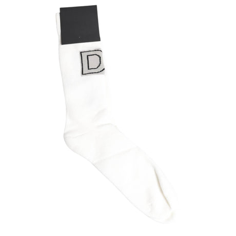 Dolce & Gabbana White Stretch OR VINCIT OMNIA Mid Calf Socks - Hilstor