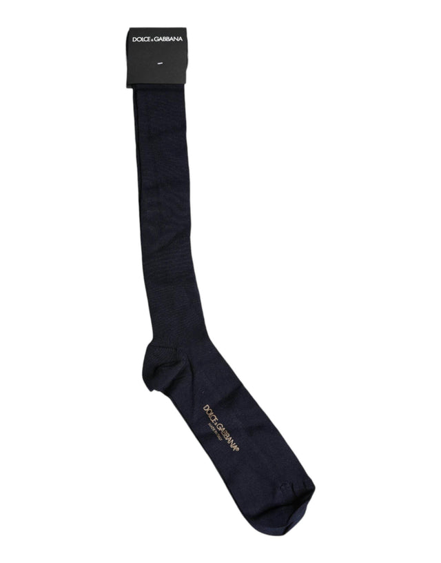 Dolce & Gabbana Black Viscose Logo Over The Calf Socks - Hilstor