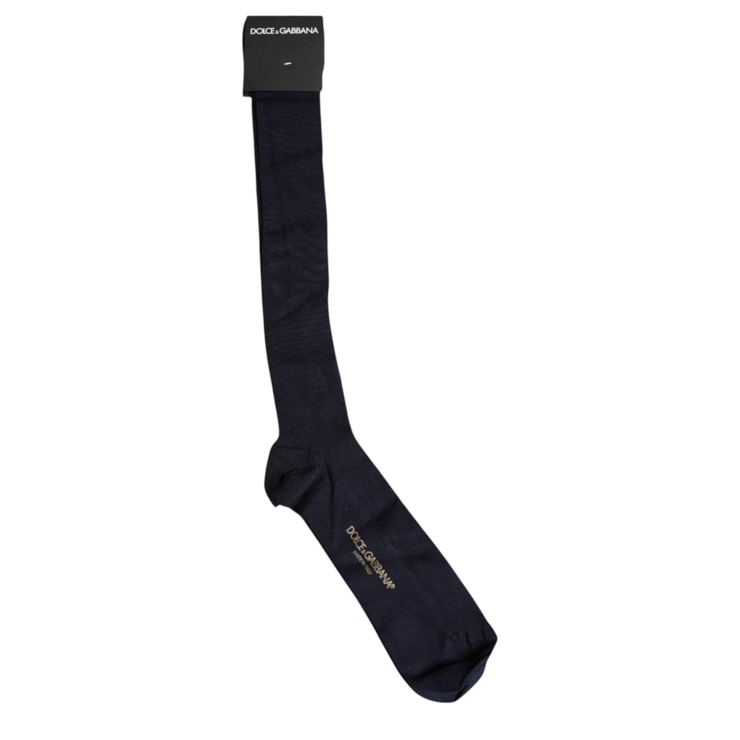 Dolce & Gabbana Black Viscose Logo Over The Calf Socks - Hilstor