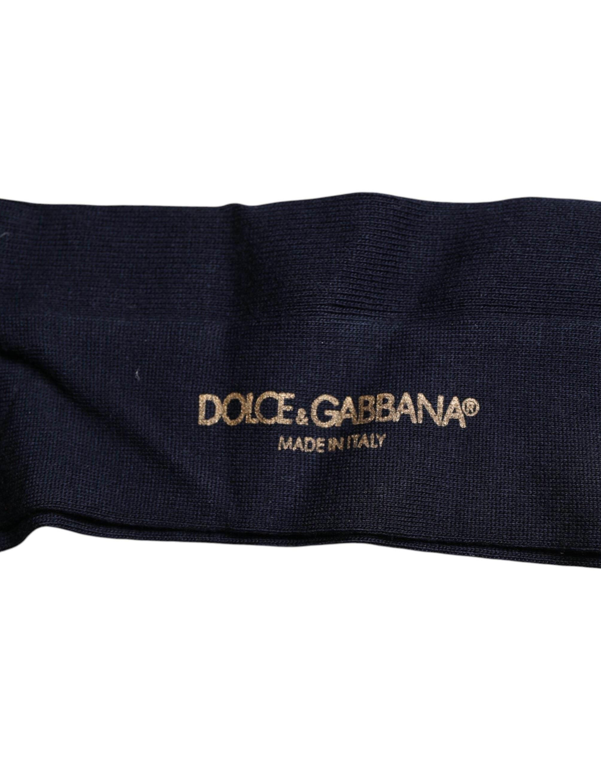 Dolce & Gabbana Black Viscose Logo Over The Calf Socks - Hilstor