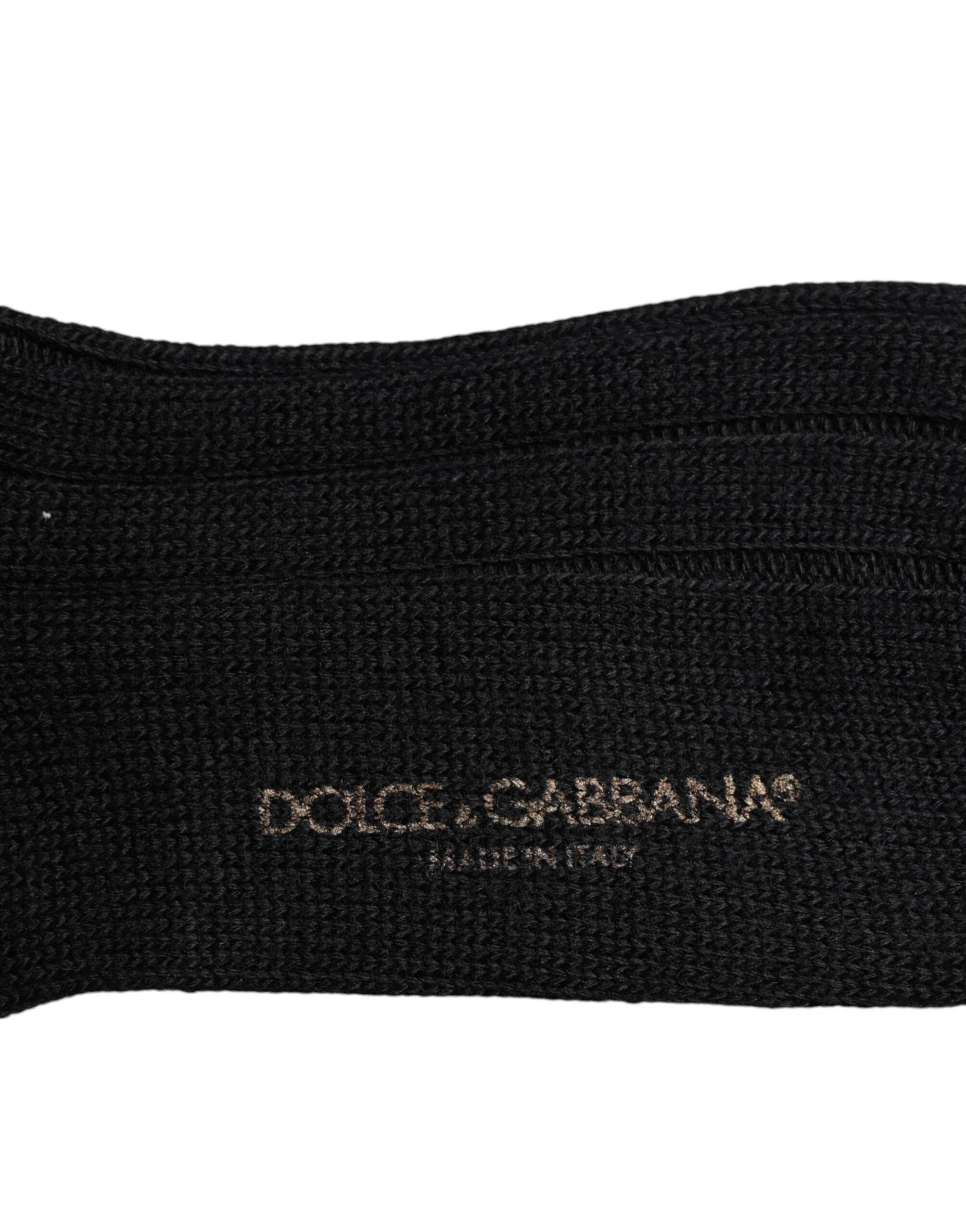 Dolce & Gabbana Black DG Logo Print Over The Calf Socks - Hilstor