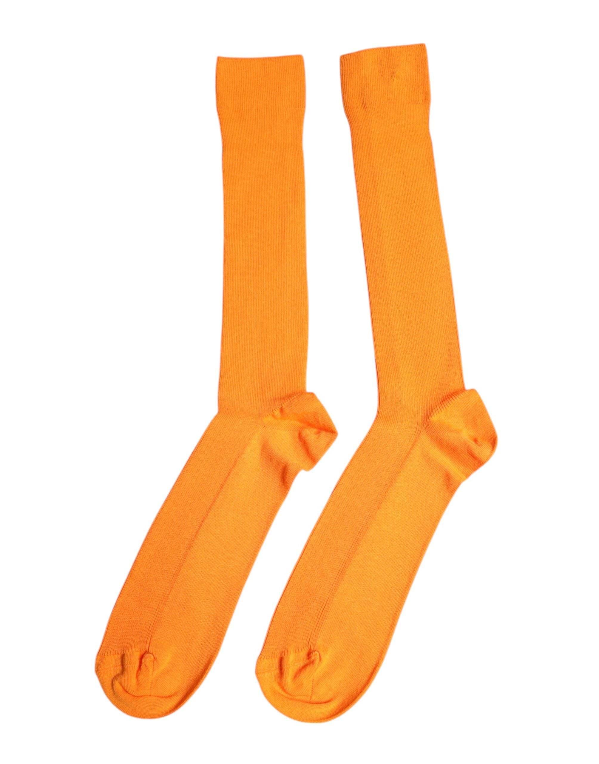 Dolce & Gabbana Orange Cotton Logo Over The Calf Socks - Hilstor