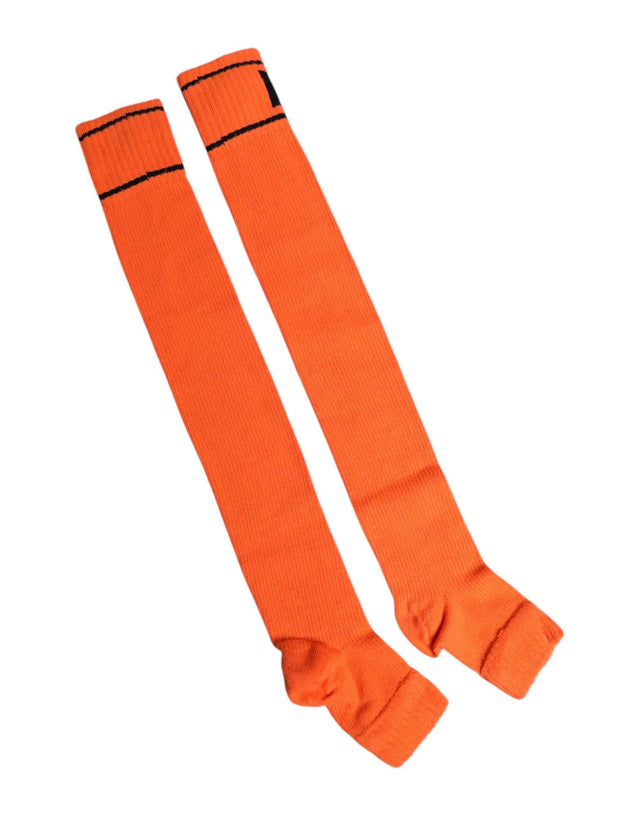 Dolce & Gabbana Orange Cotton DG Logo Print Open Toe Socks - Hilstor
