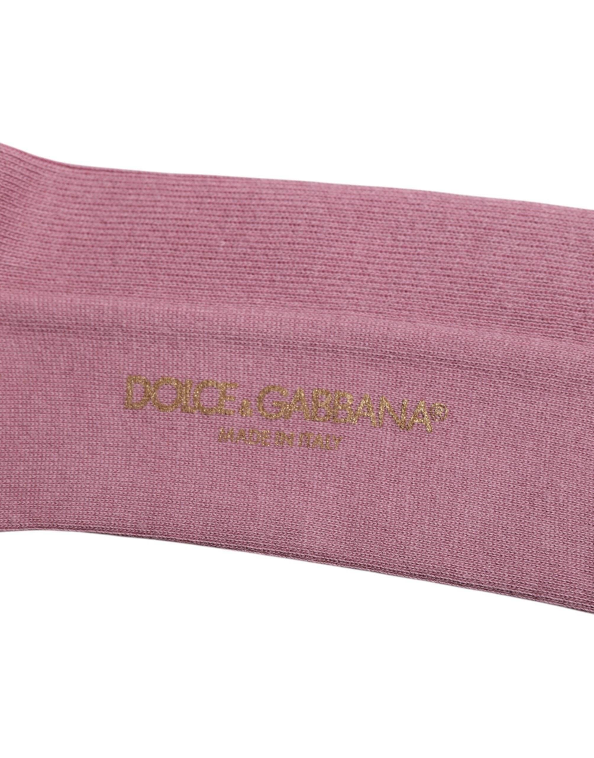 Dolce & Gabbana Rose Pink Cotton Over The Calf Socks - Hilstor