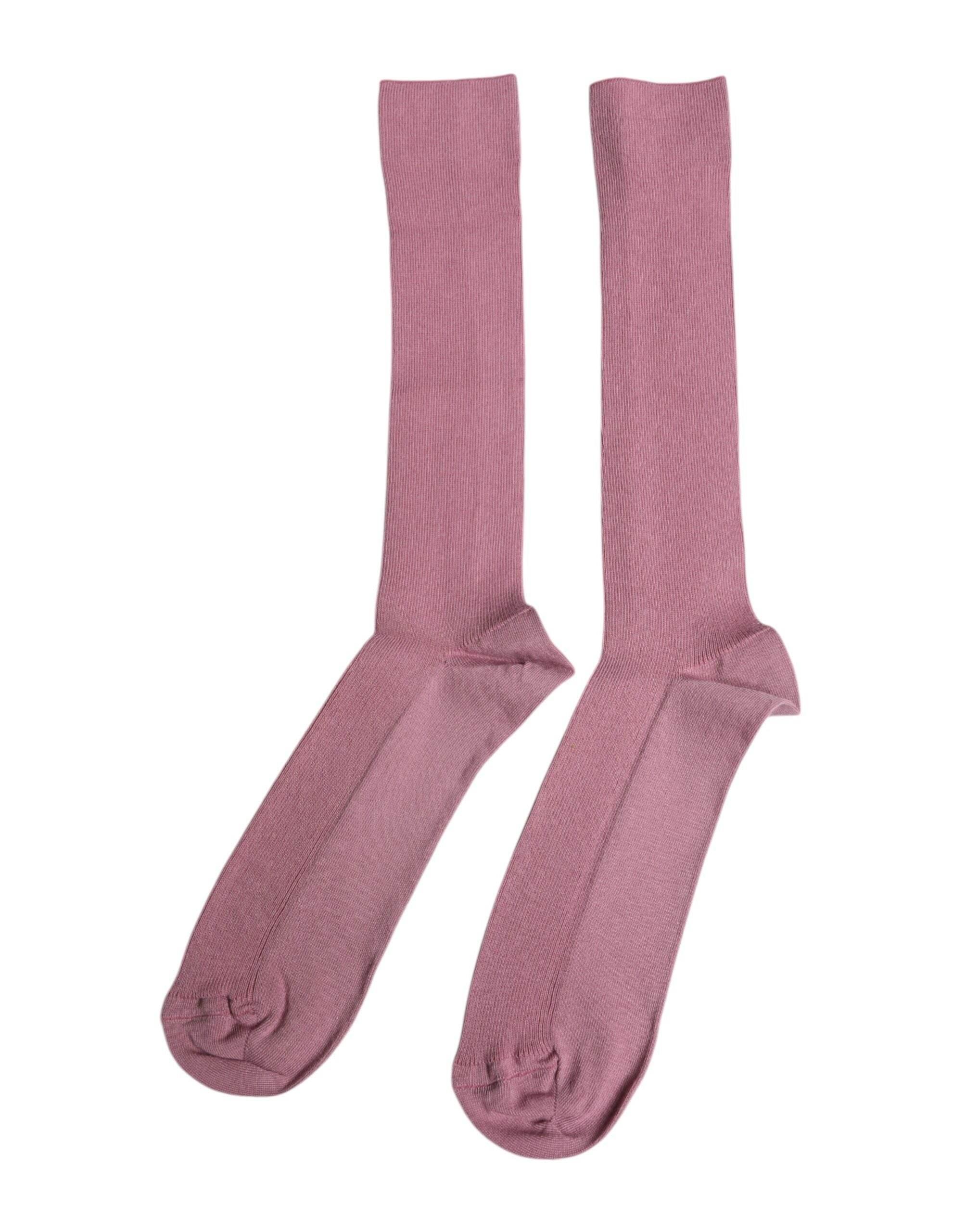 Dolce & Gabbana Rose Pink Cotton Over The Calf Socks - Hilstor