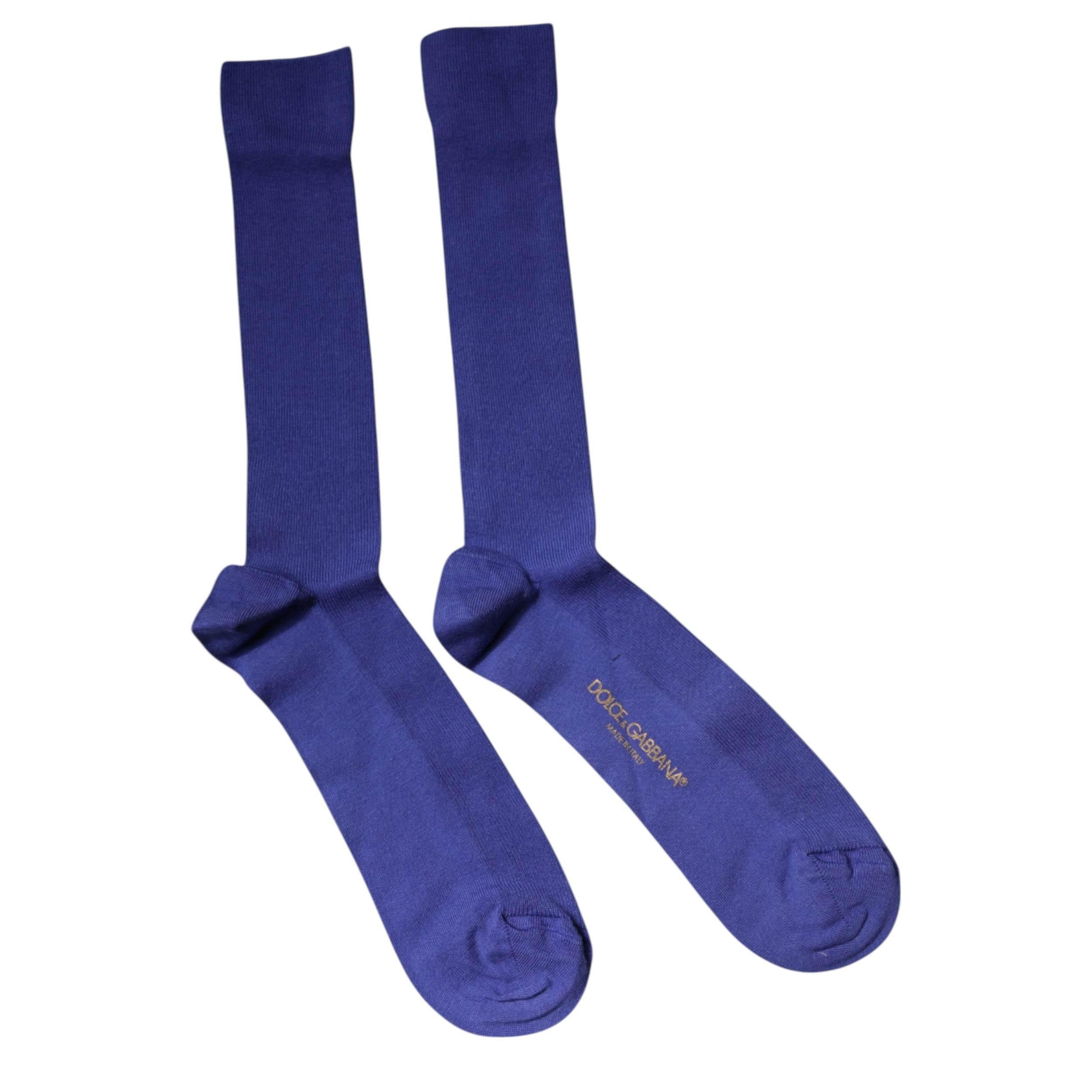 Dolce & Gabbana Purple Cotton Logo Over The Calf Socks - Hilstor