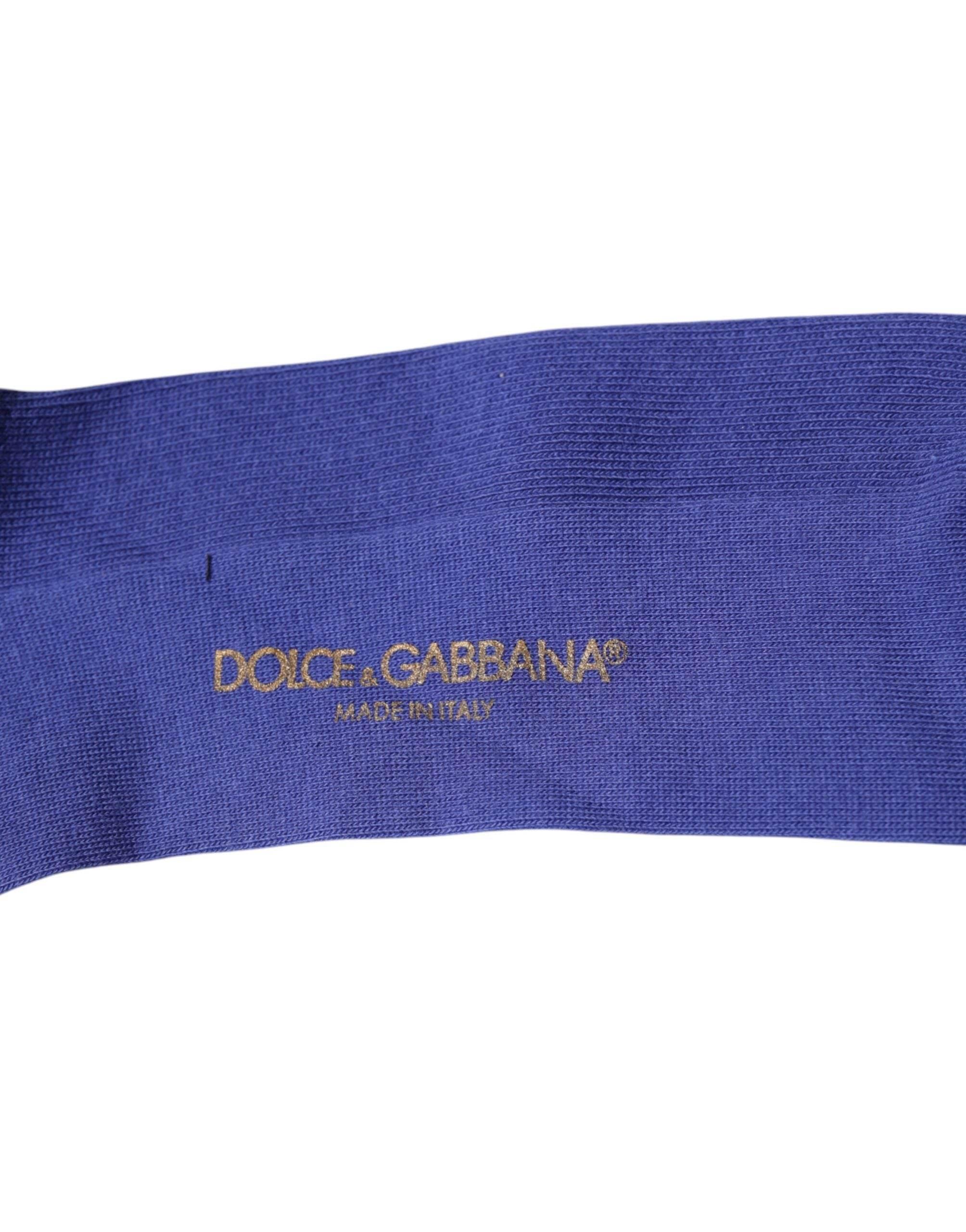 Dolce & Gabbana Purple Cotton Logo Over The Calf Socks - Hilstor