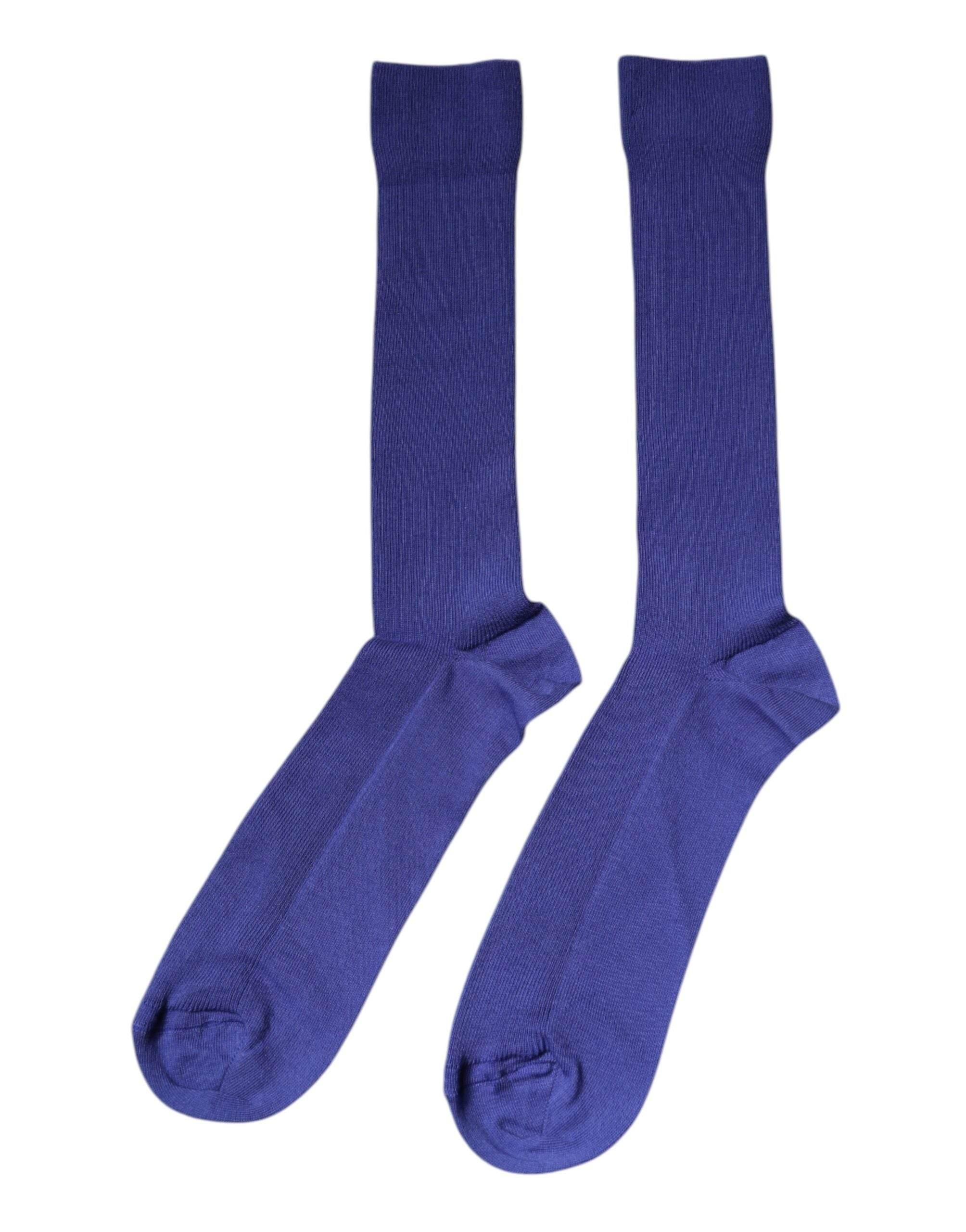 Dolce & Gabbana Purple Cotton Logo Over The Calf Socks - Hilstor