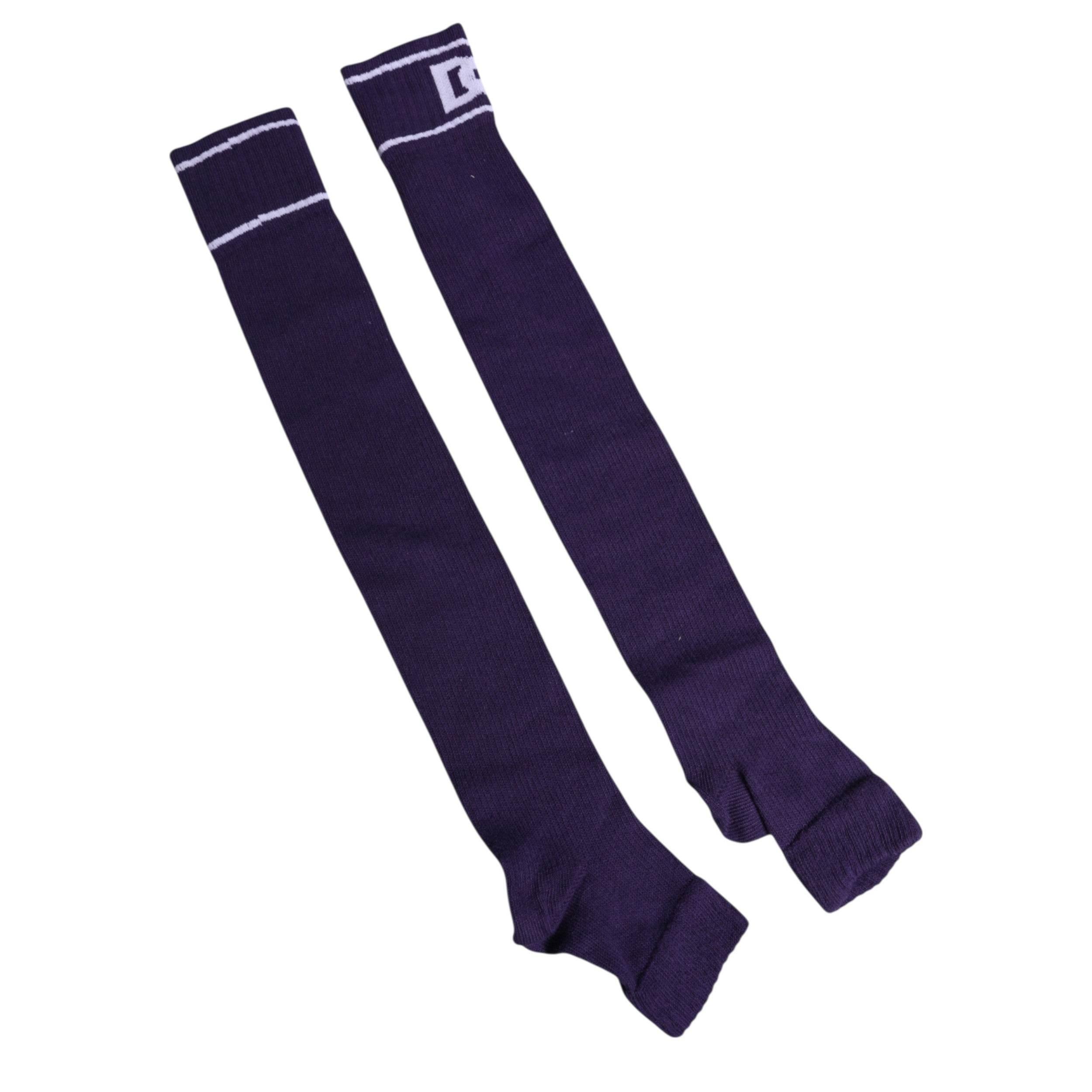 Dolce & Gabbana Purple Cotton DG Logo Print Open Toe Socks - Hilstor