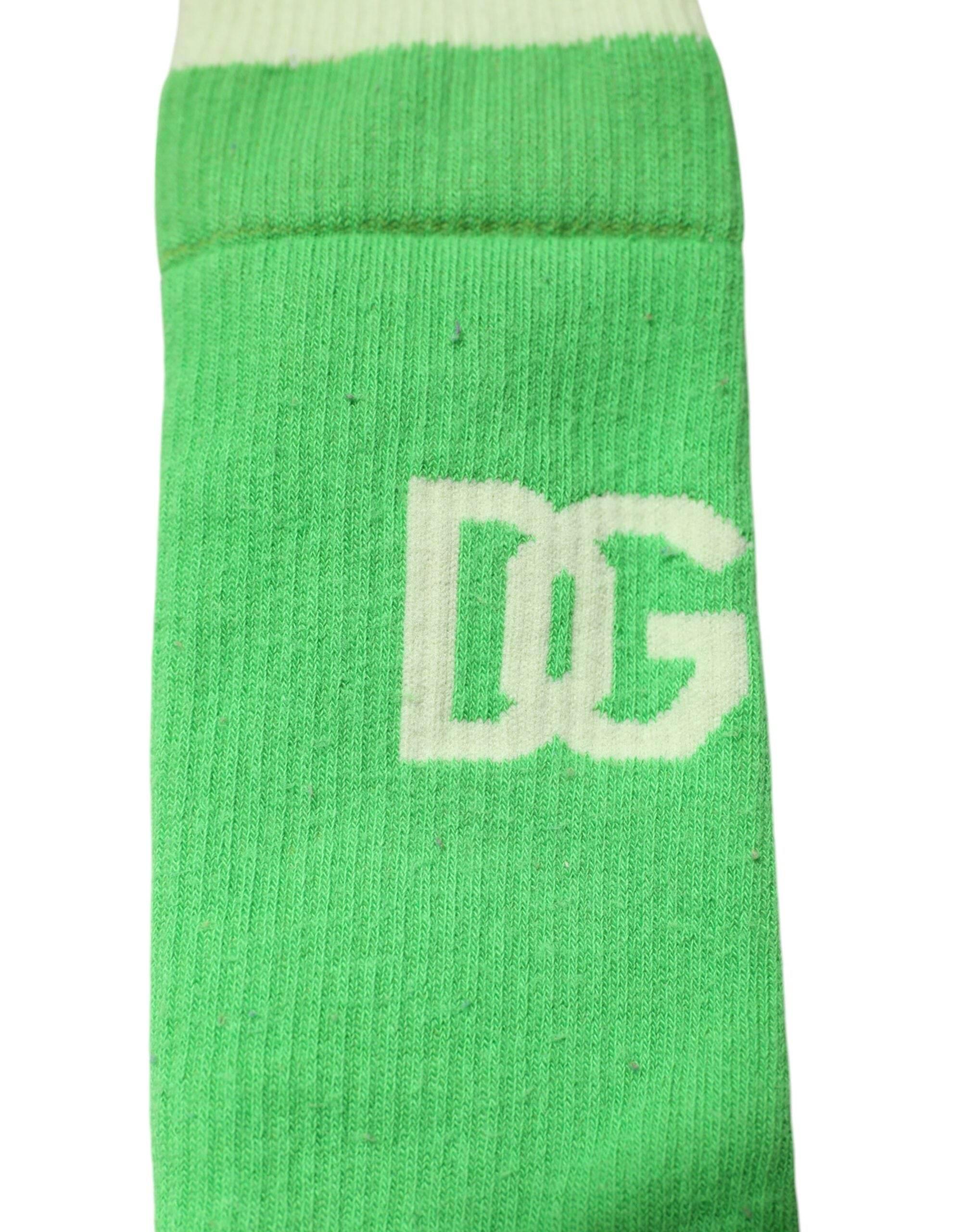 Dolce & Gabbana Green DG Logo Mid Calf Men Nylon Socks - Hilstor