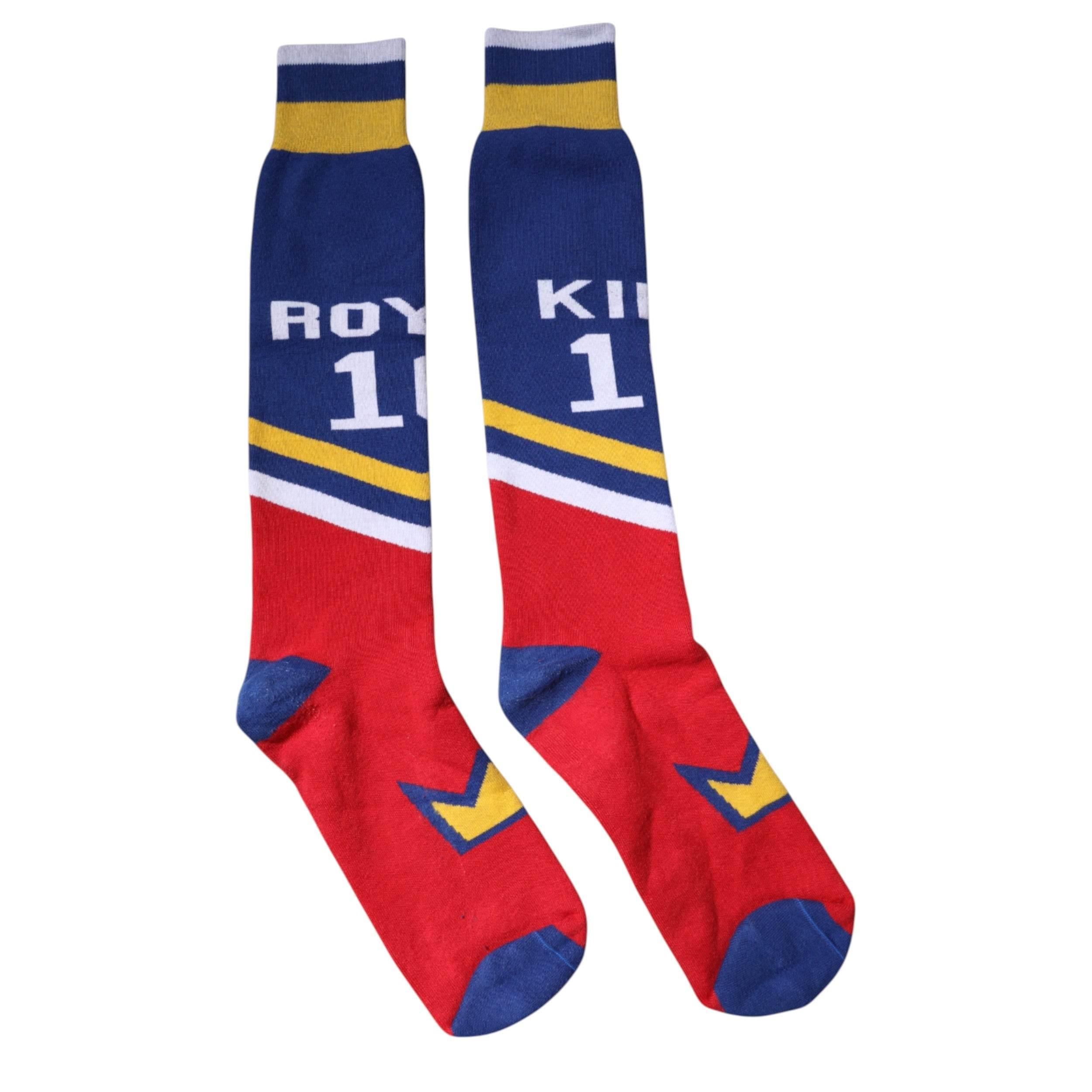 Dolce & Gabbana Multicolor Printed Cotton Over Calf Socks - Hilstor