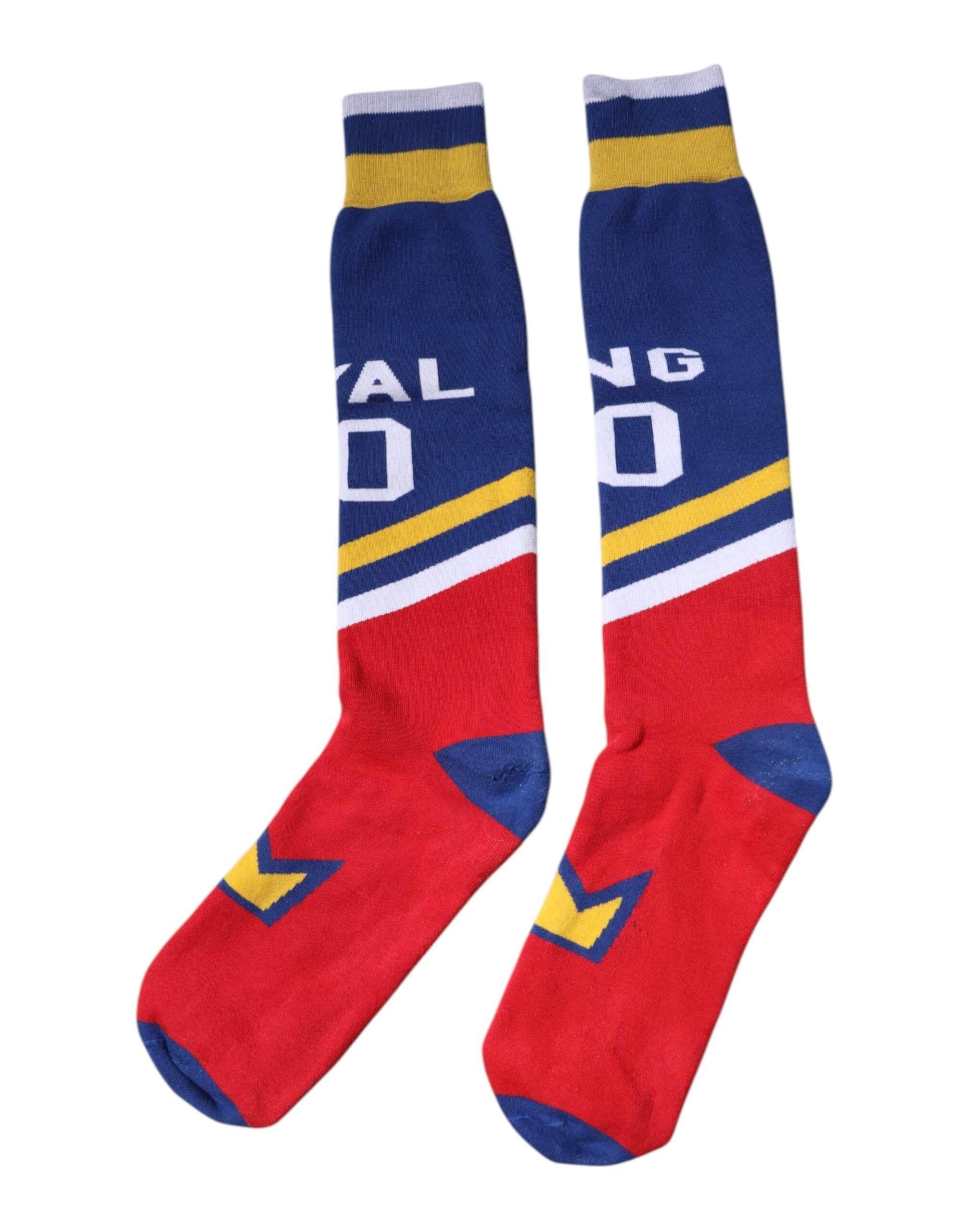 Dolce & Gabbana Multicolor Printed Cotton Over Calf Socks - Hilstor