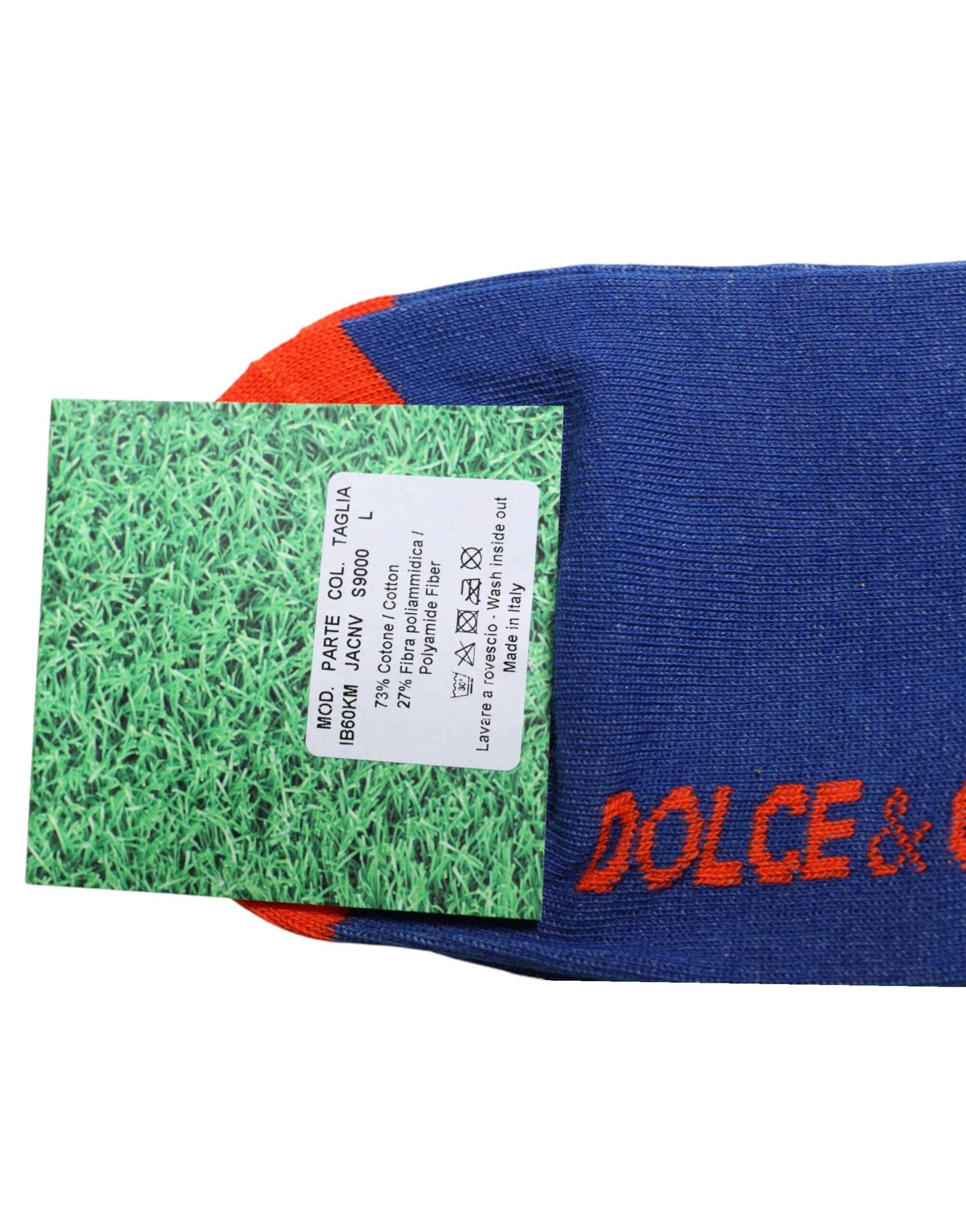 Dolce & Gabbana Blue Cotton DG Logo Print Mid Calf Socks - Hilstor