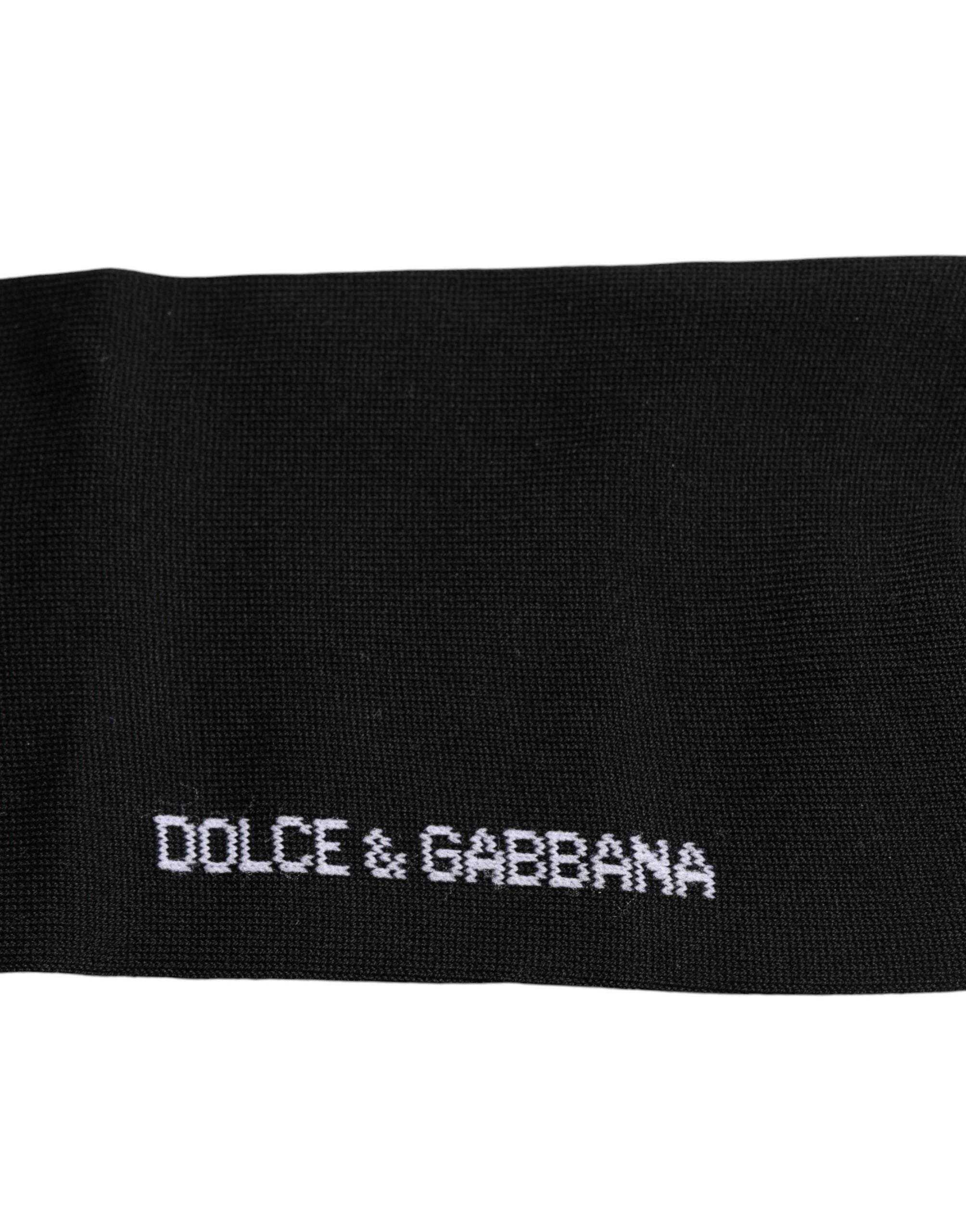 Dolce & Gabbana Black DG Logo Print Cotton Over Calf Socks - Hilstor