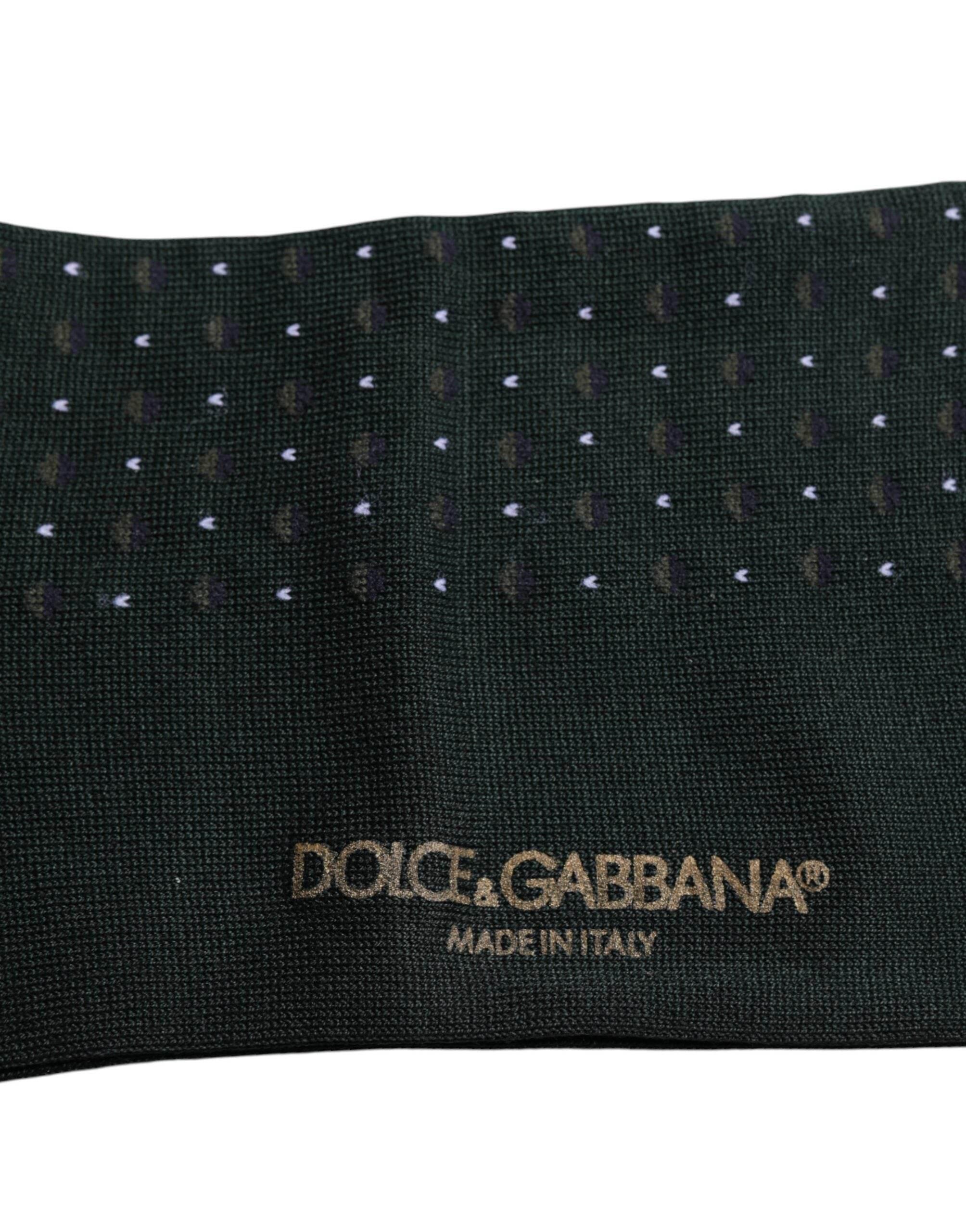 Dolce & Gabbana Black Polka Dots Cotton Mid Calf Socks - Hilstor