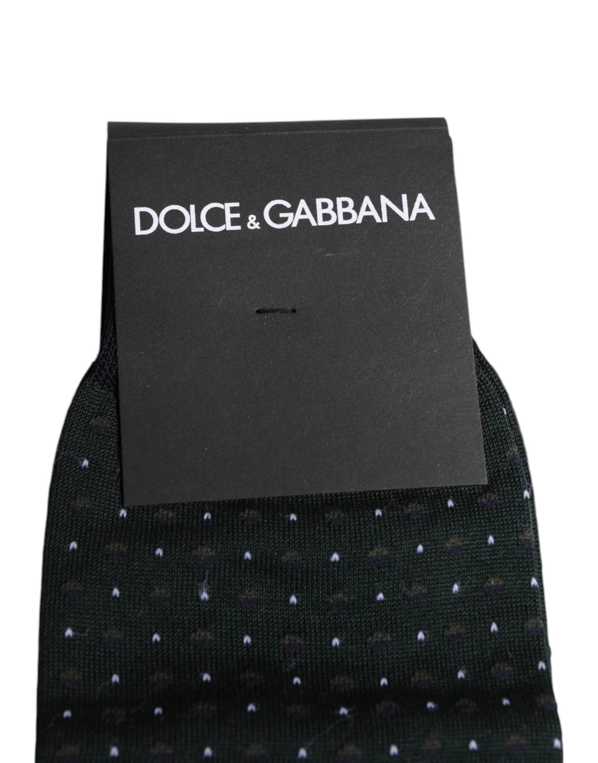 Dolce & Gabbana Black Polka Dots Cotton Mid Calf Socks - Hilstor