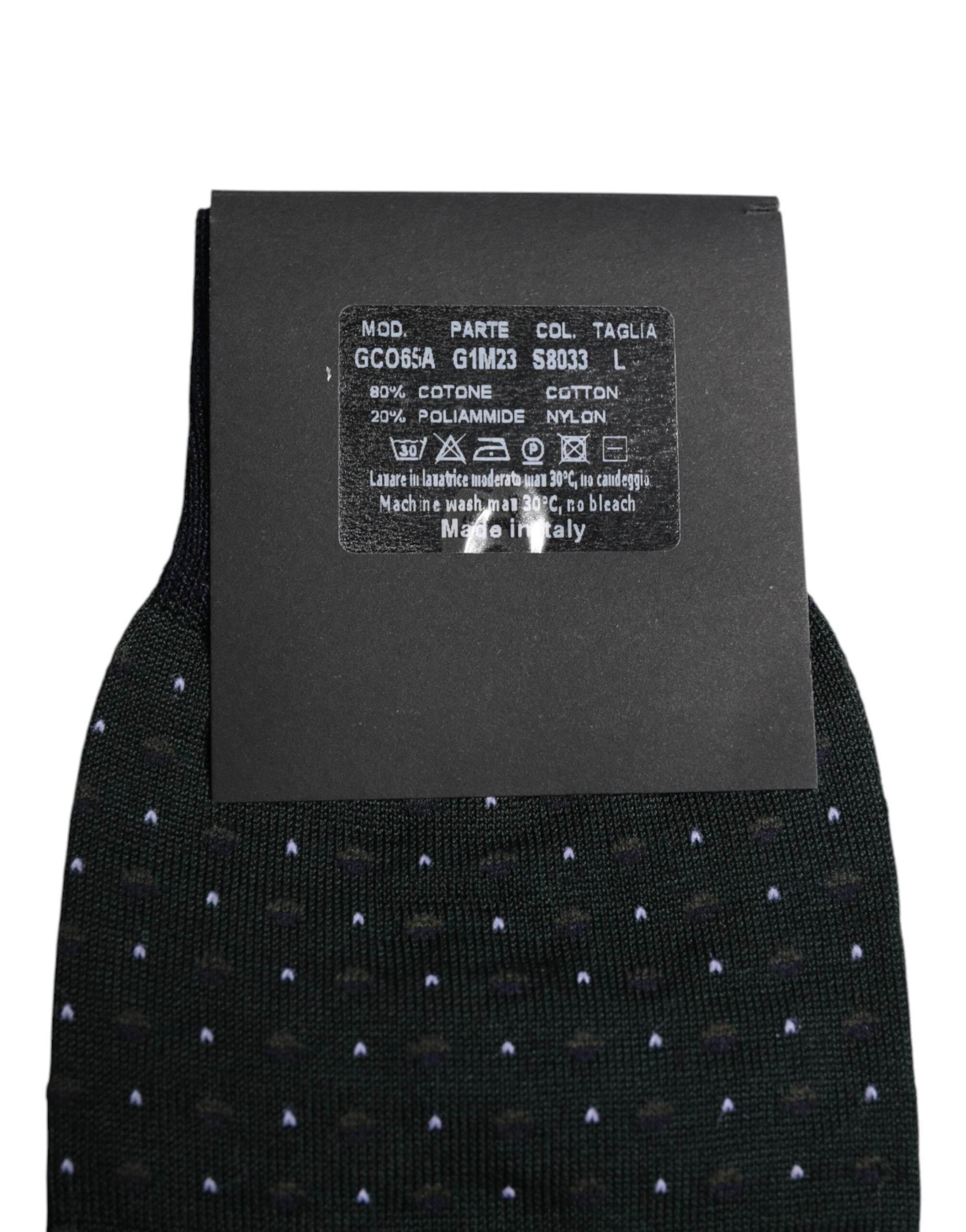 Dolce & Gabbana Black Polka Dots Cotton Mid Calf Socks - Hilstor